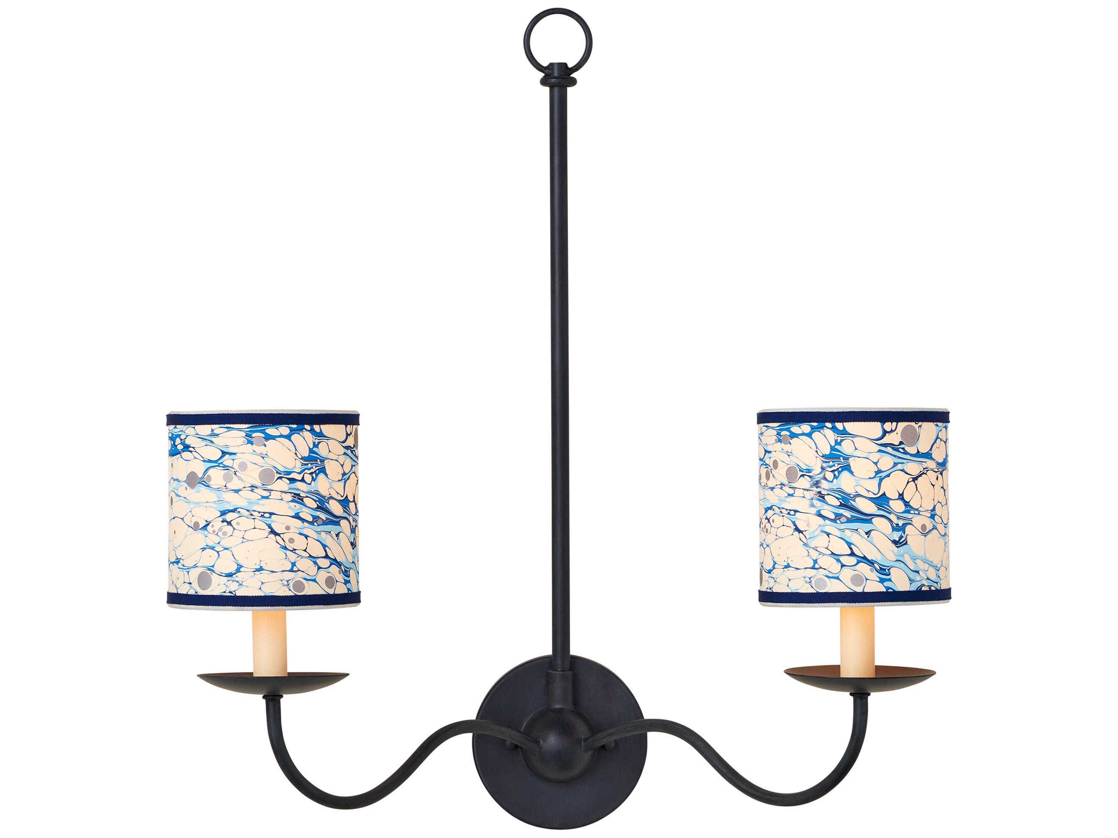 Currey & Company Marble Blue Lace Paper Drum Shade