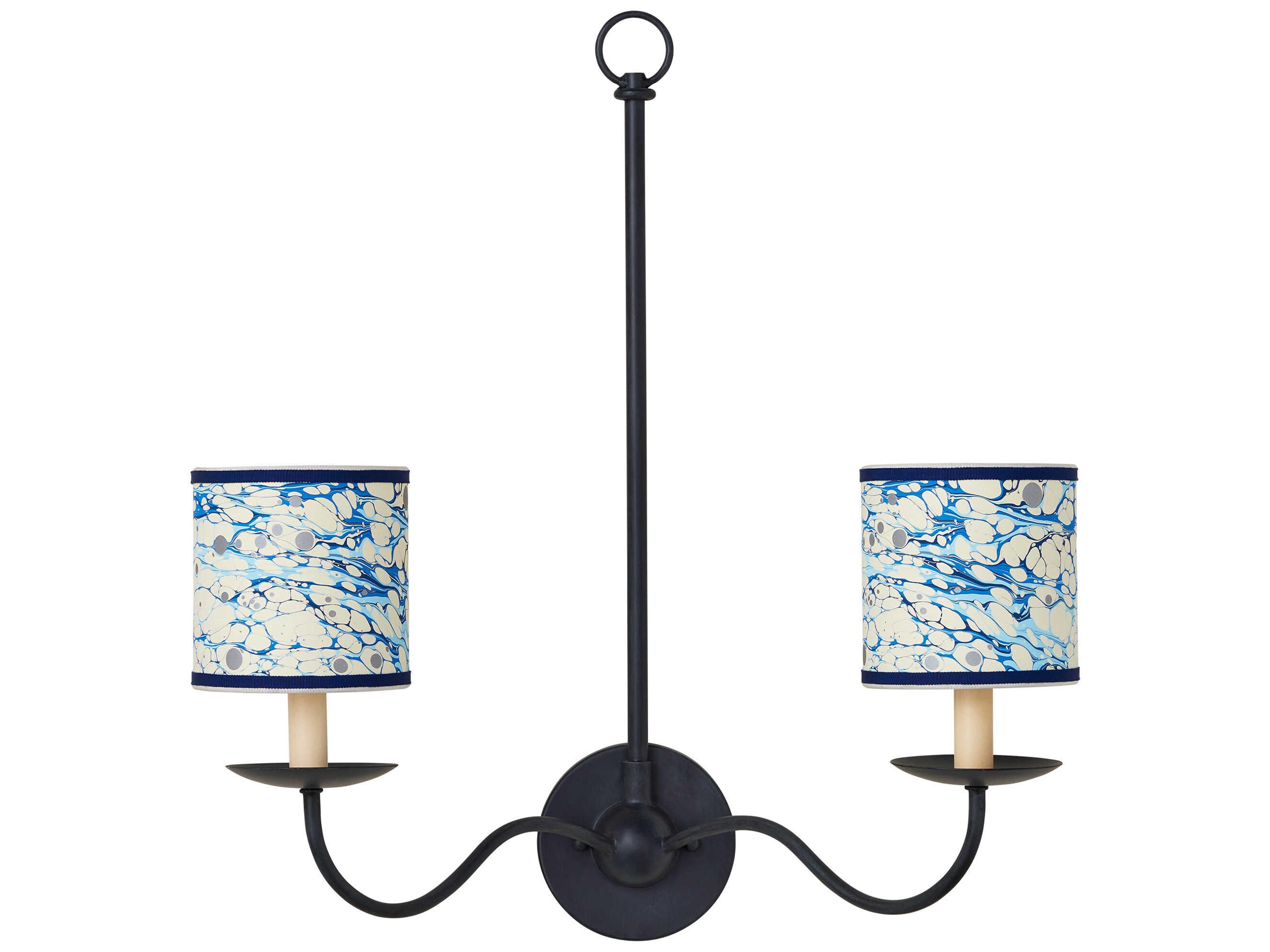 Currey & Company Marble Blue Lace Paper Drum Shade