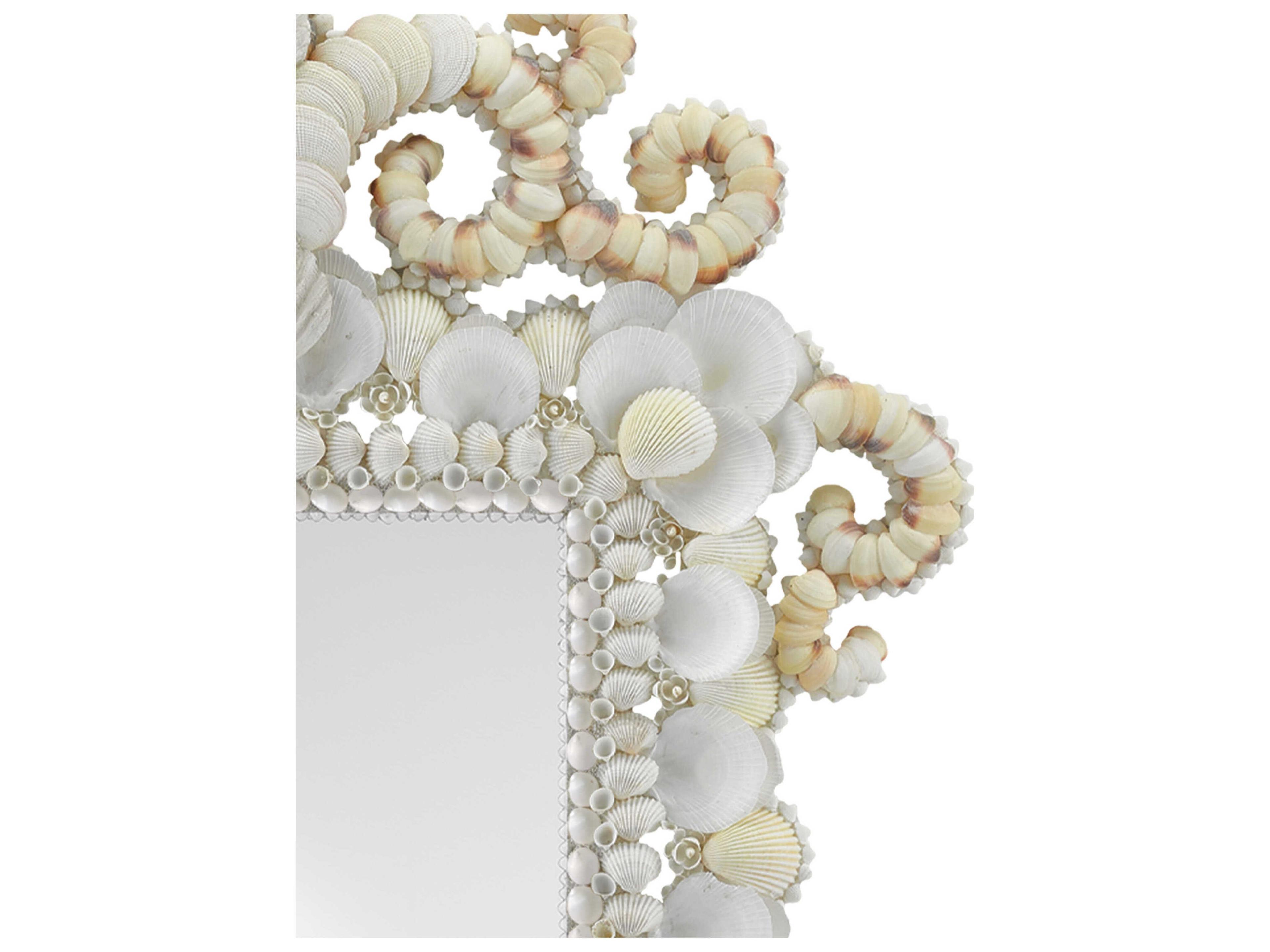 Currey & Company Cecilia White / Natural Rectangular Wall Mirror