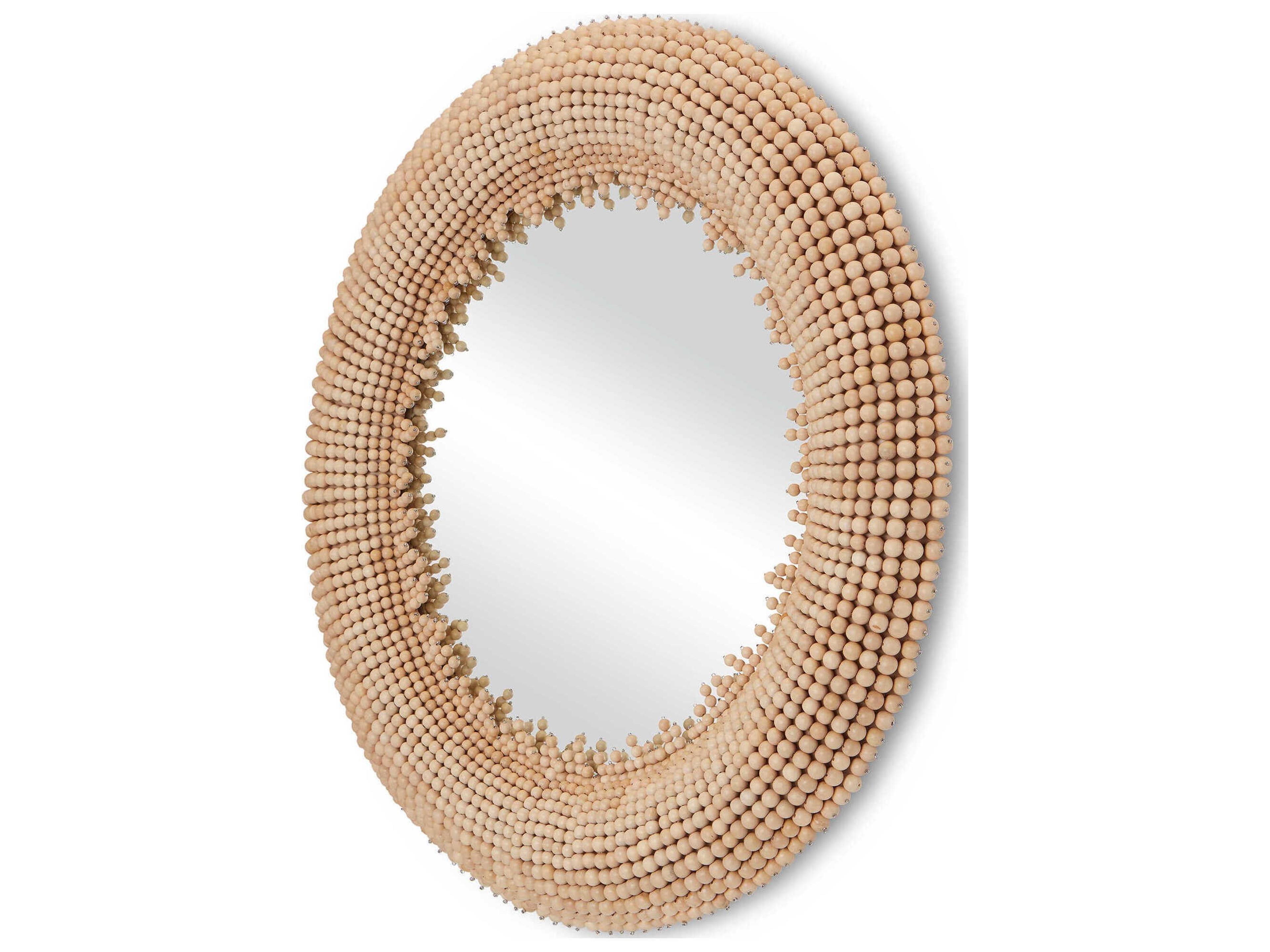 Currey & Company Jeanie Beige Round Wall Mirror