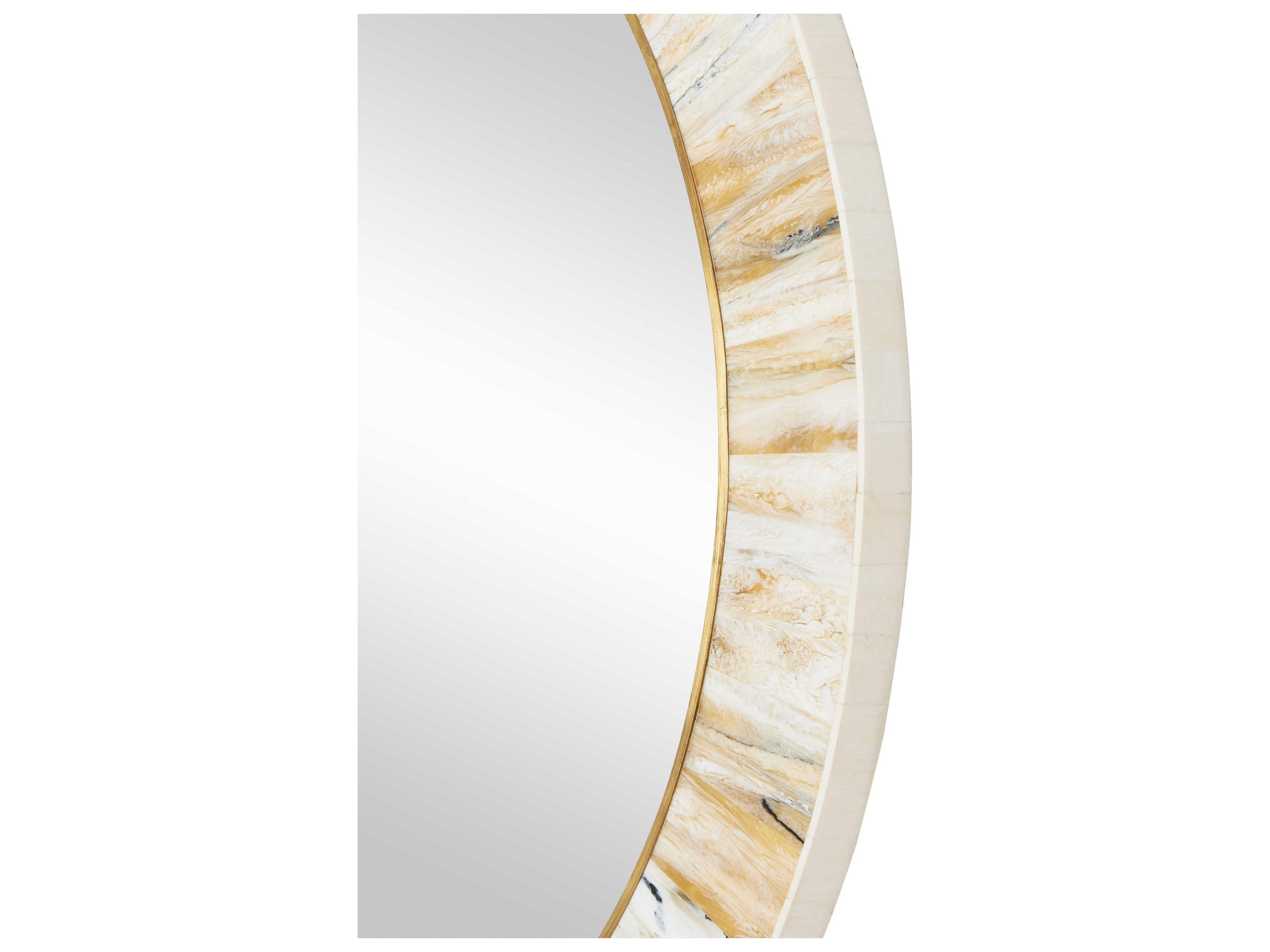 Currey & Company Niva Cream / Brass Round Wall Mirror