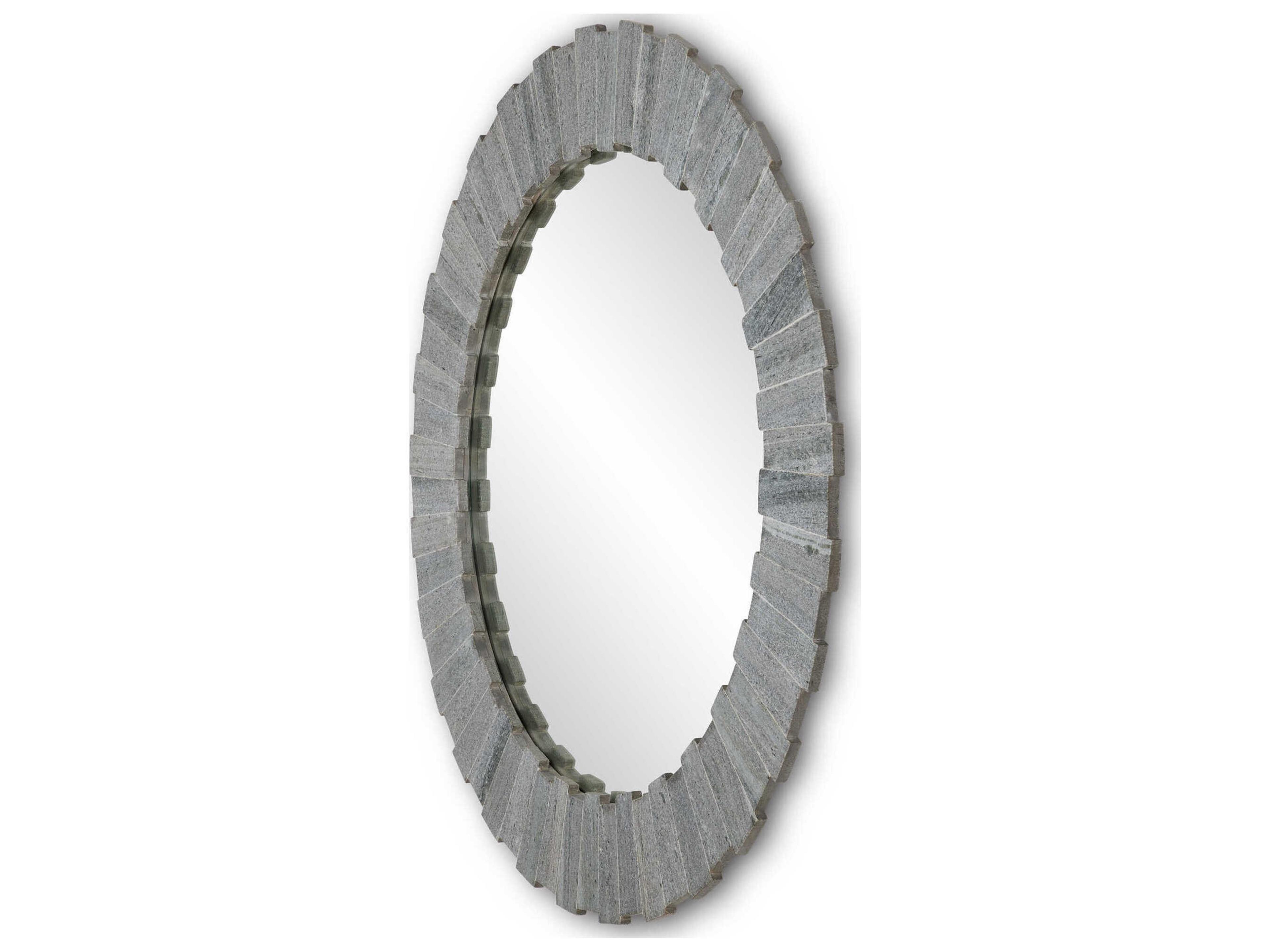 Currey & Company Dario Gray Round Wall Mirror