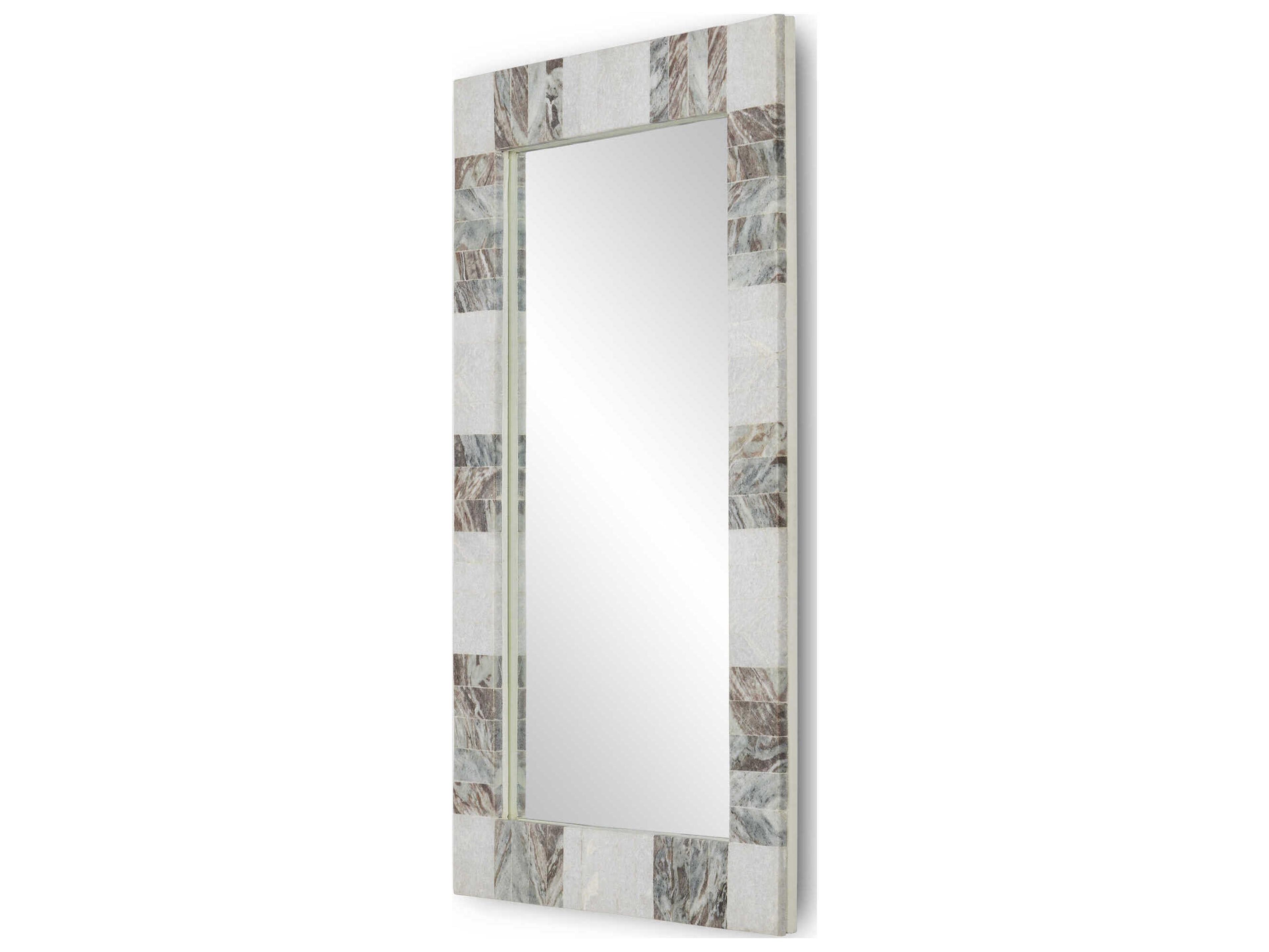 Currey & Company Elena White / Brown Rectangular Wall Mirror