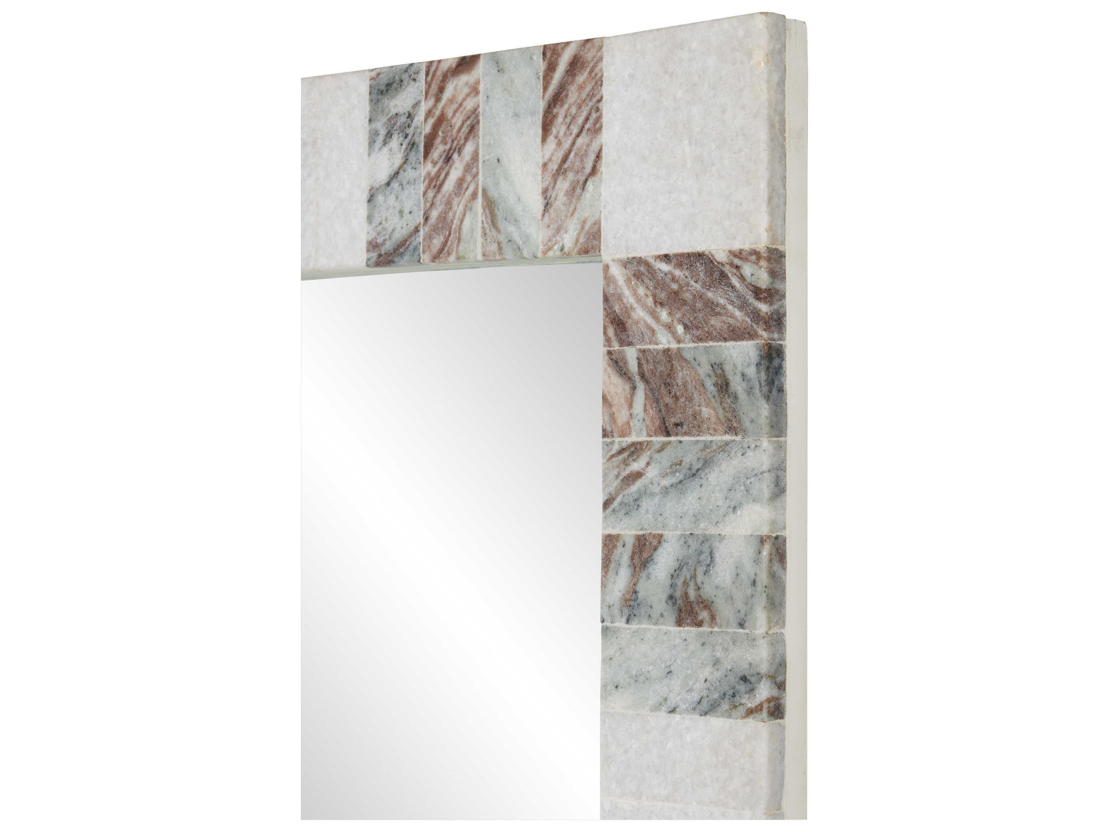 Currey & Company Elena White / Brown Rectangular Wall Mirror