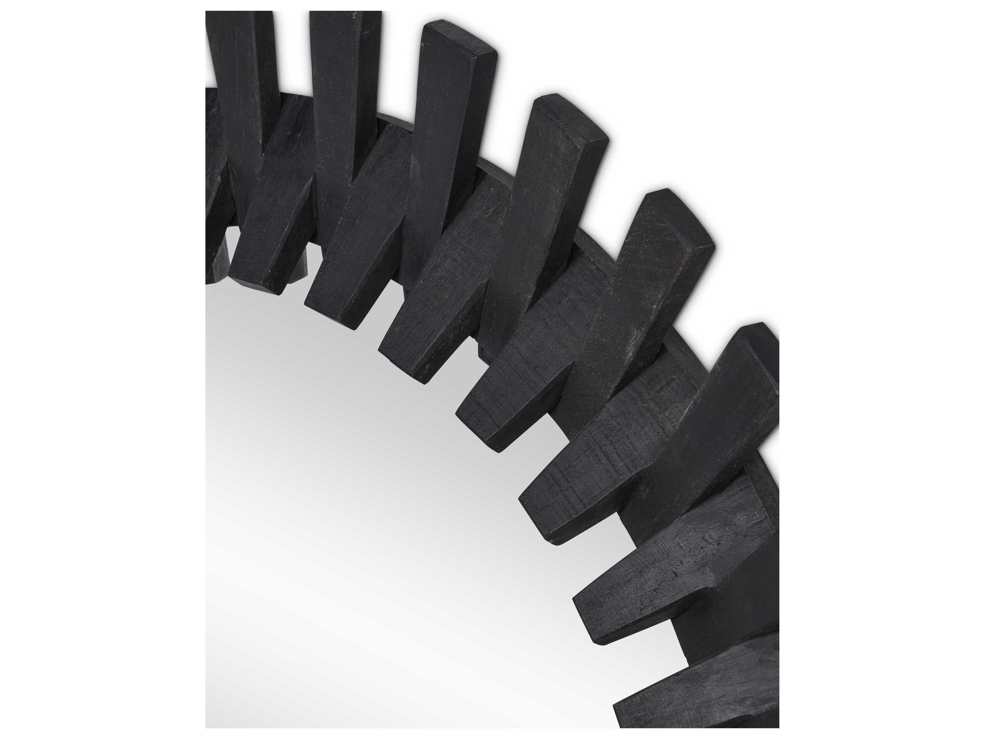 Currey & Company Diza Black Round Wall Mirror