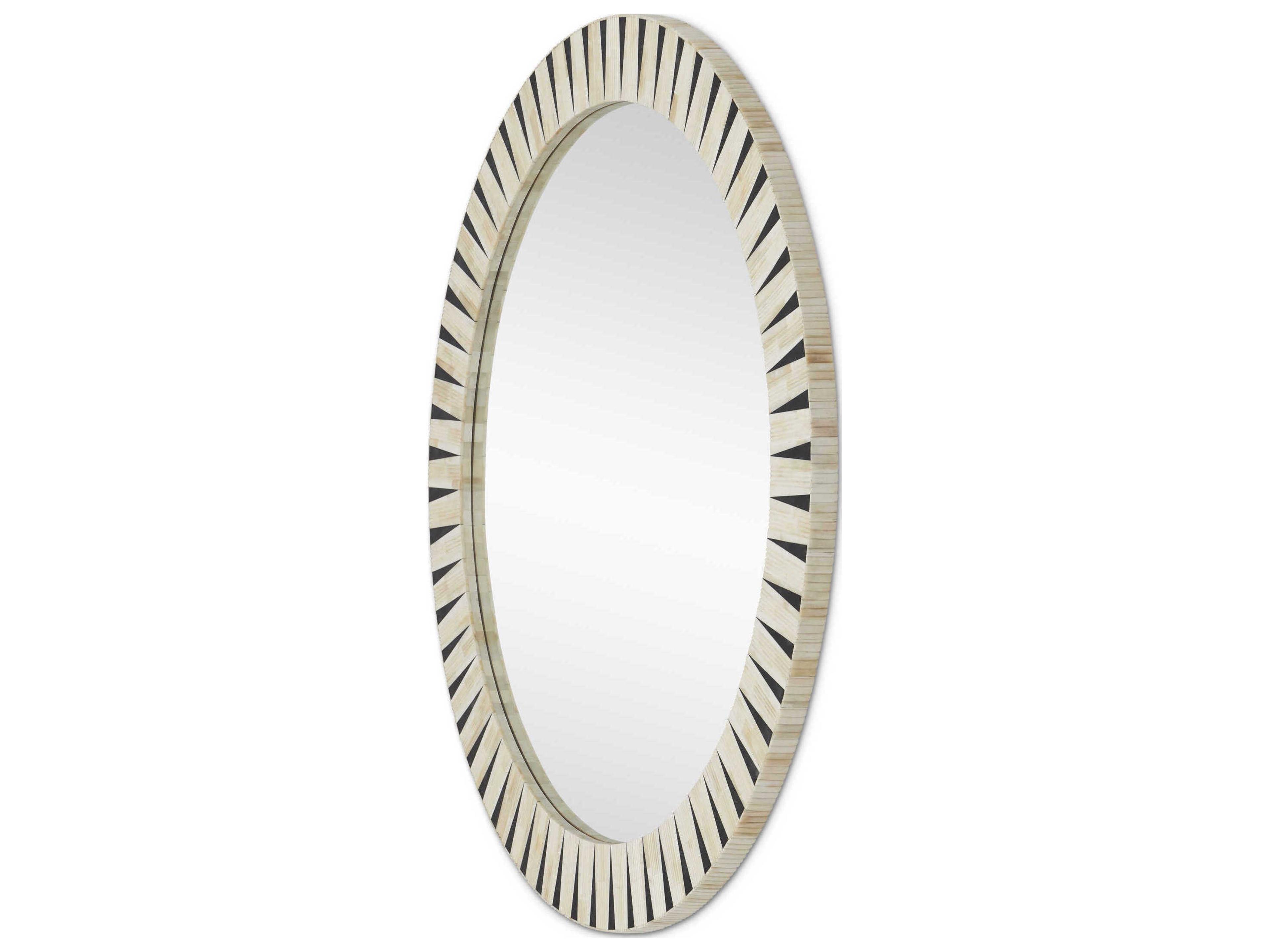 Currey & Company Arvi Natural / Black Round Wall Mirror