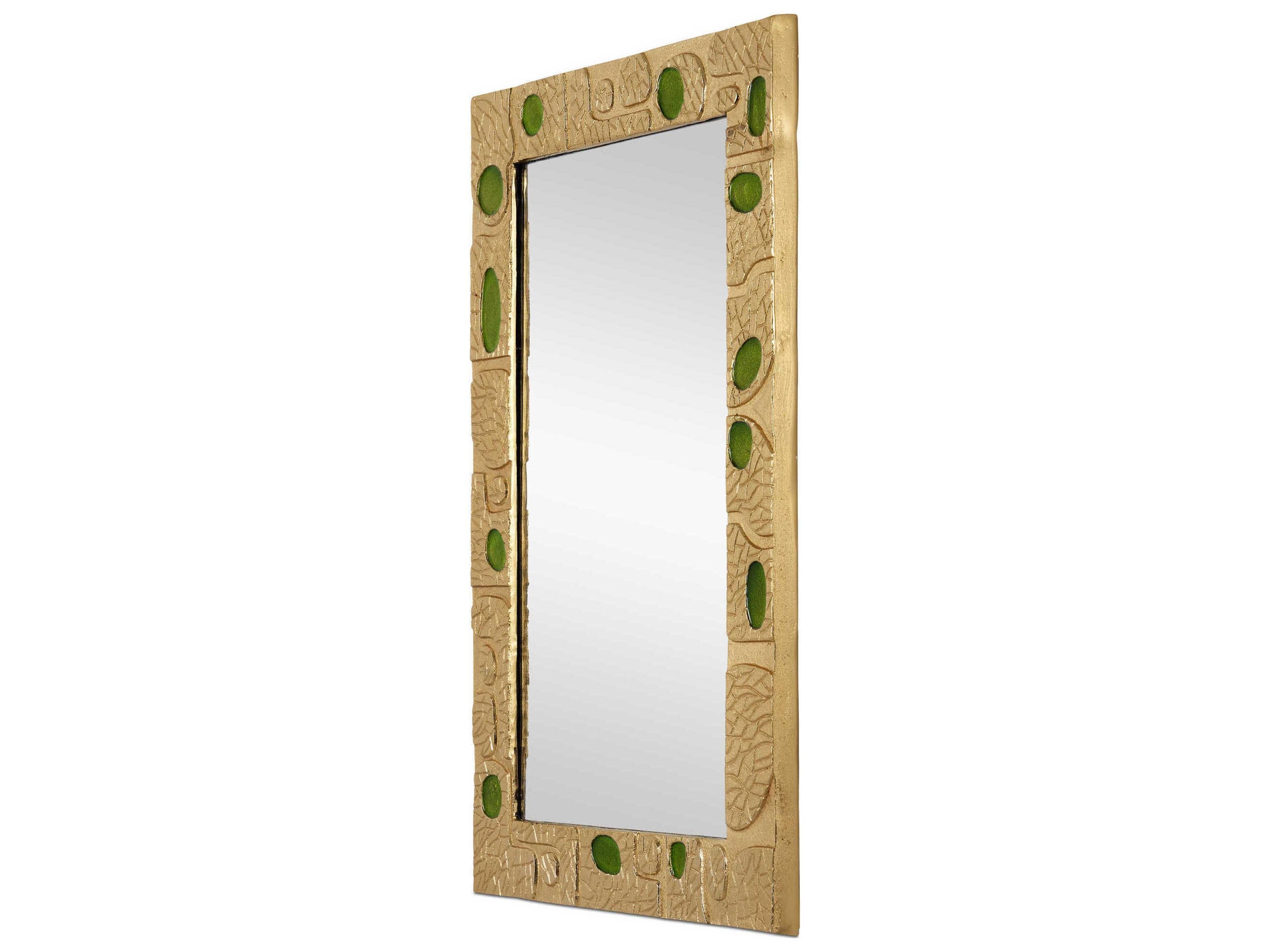 Currey & Company Beau Monde Gold Green Rectangular Wall Mirror