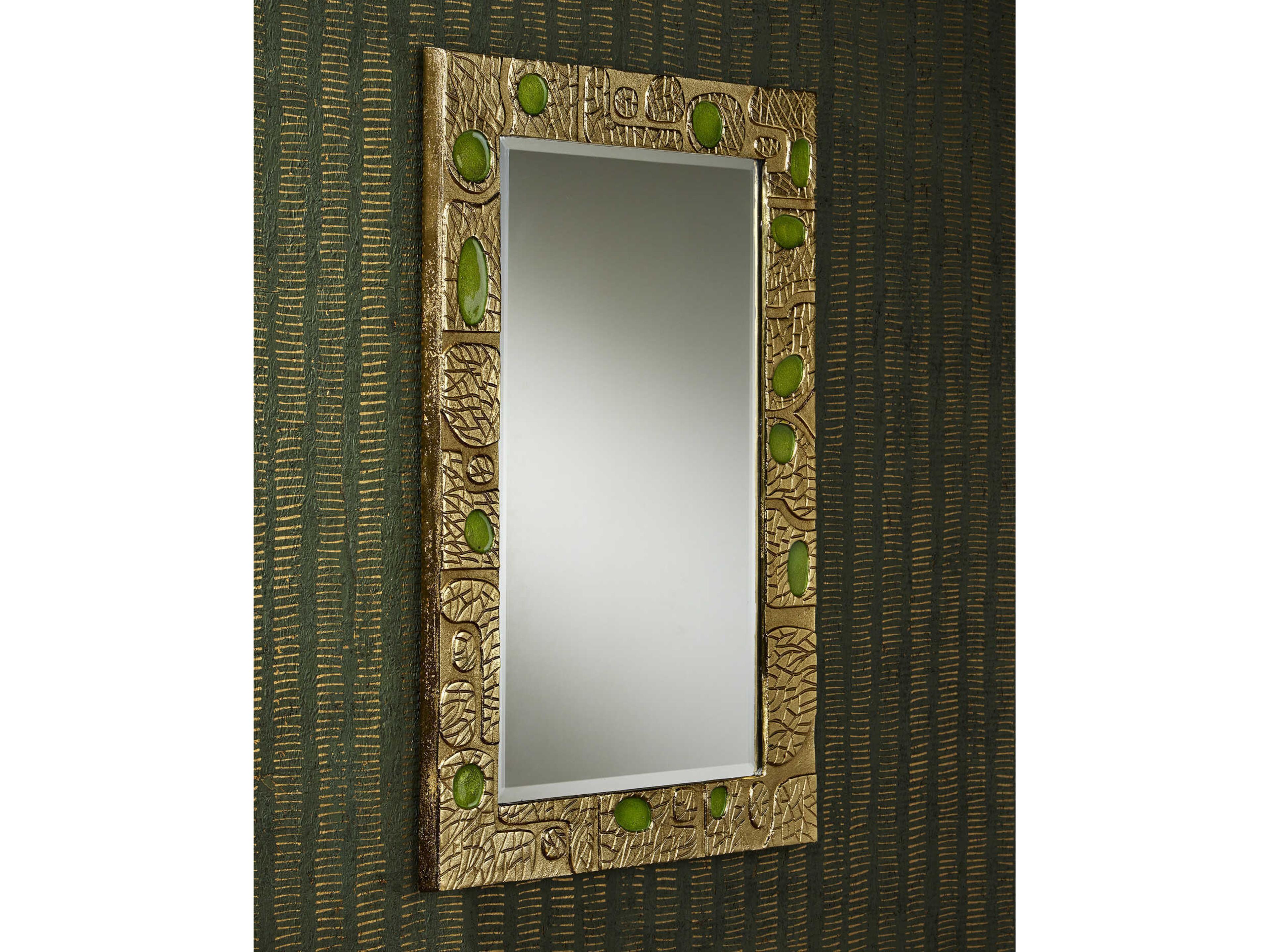 Currey & Company Beau Monde Gold Green Rectangular Wall Mirror