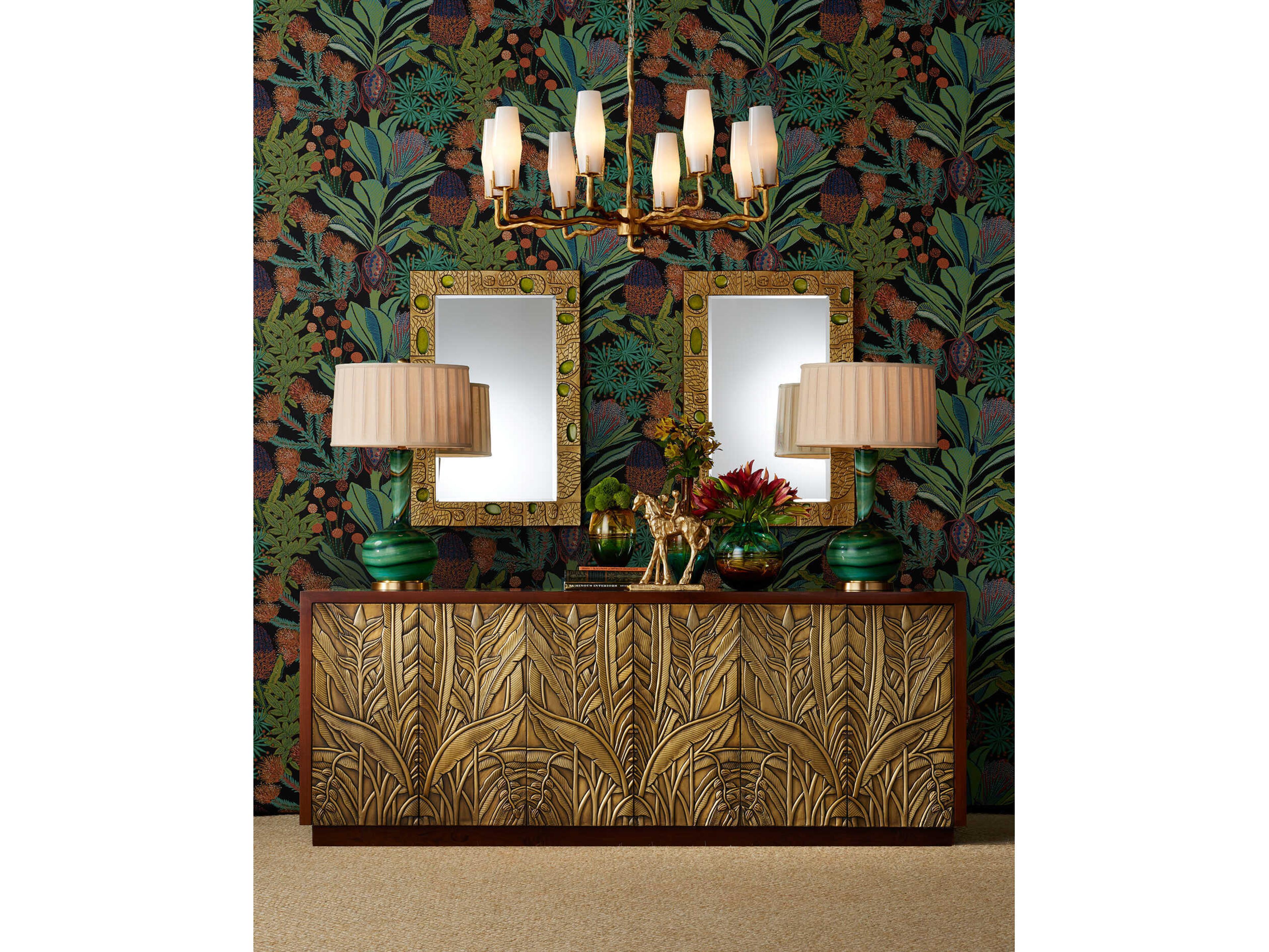 Currey & Company Beau Monde Gold Green Rectangular Wall Mirror