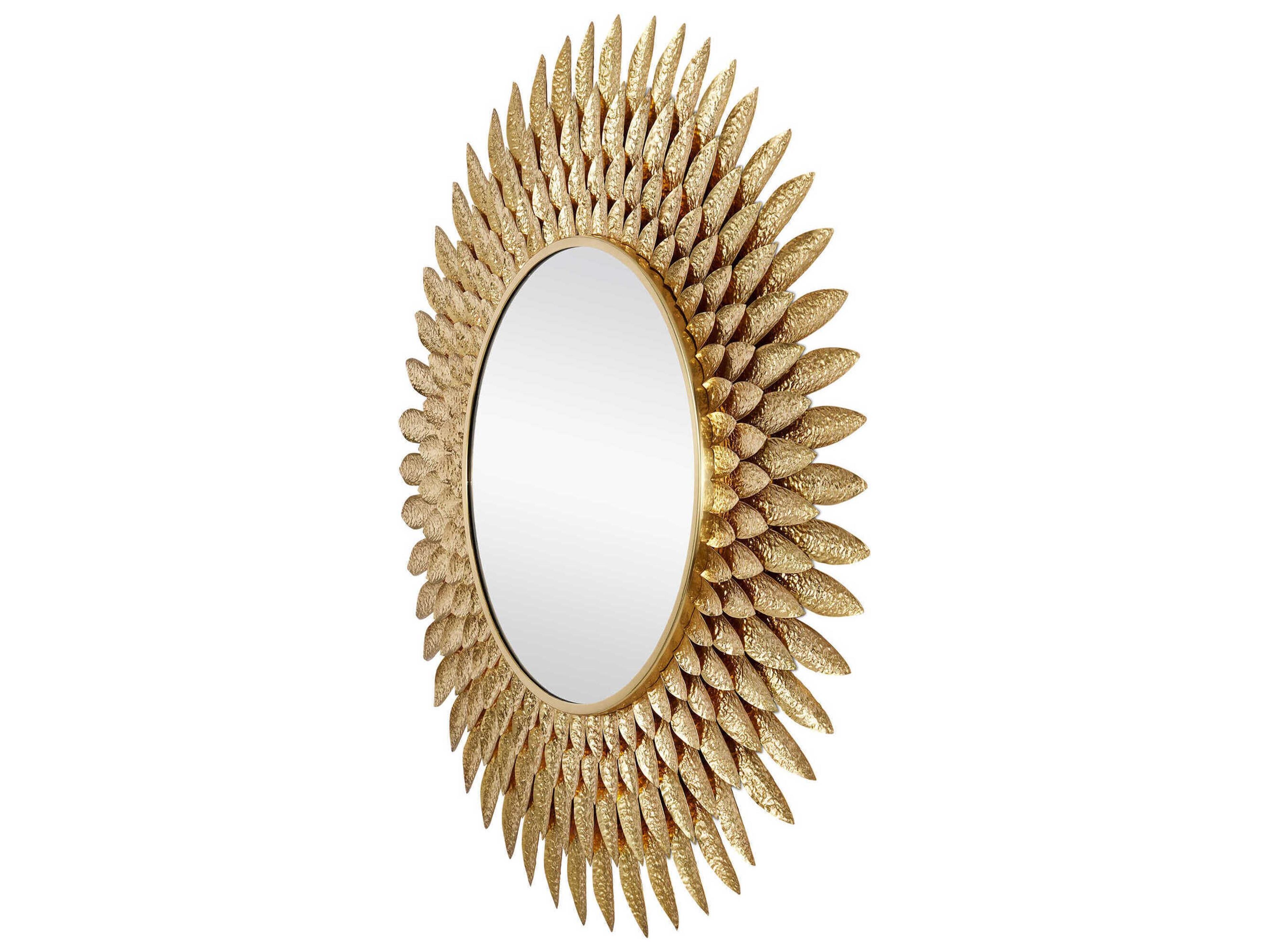Currey & Company Plume Brass Sunburst Wall Mirror