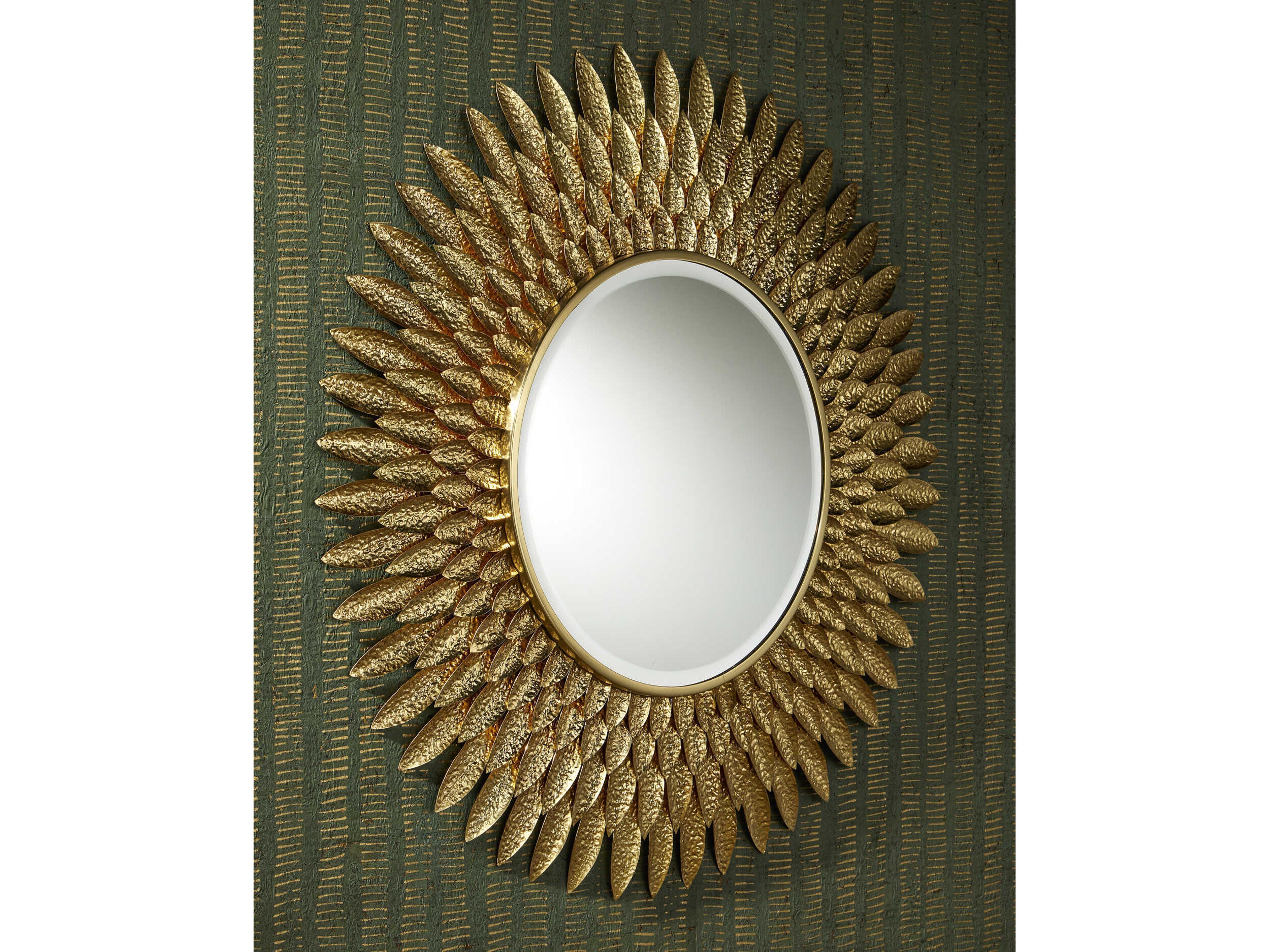 Currey & Company Plume Brass Sunburst Wall Mirror