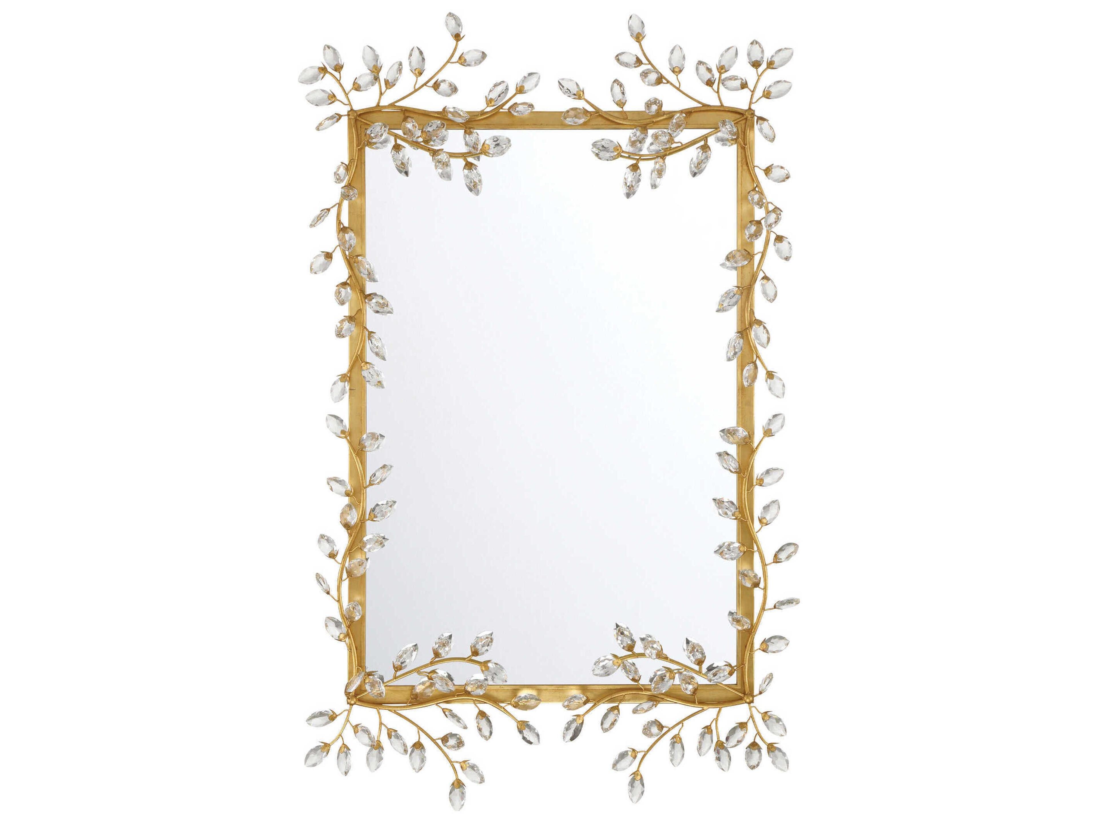 Forget-Me-Not Gold Rectangular Wall Mirror