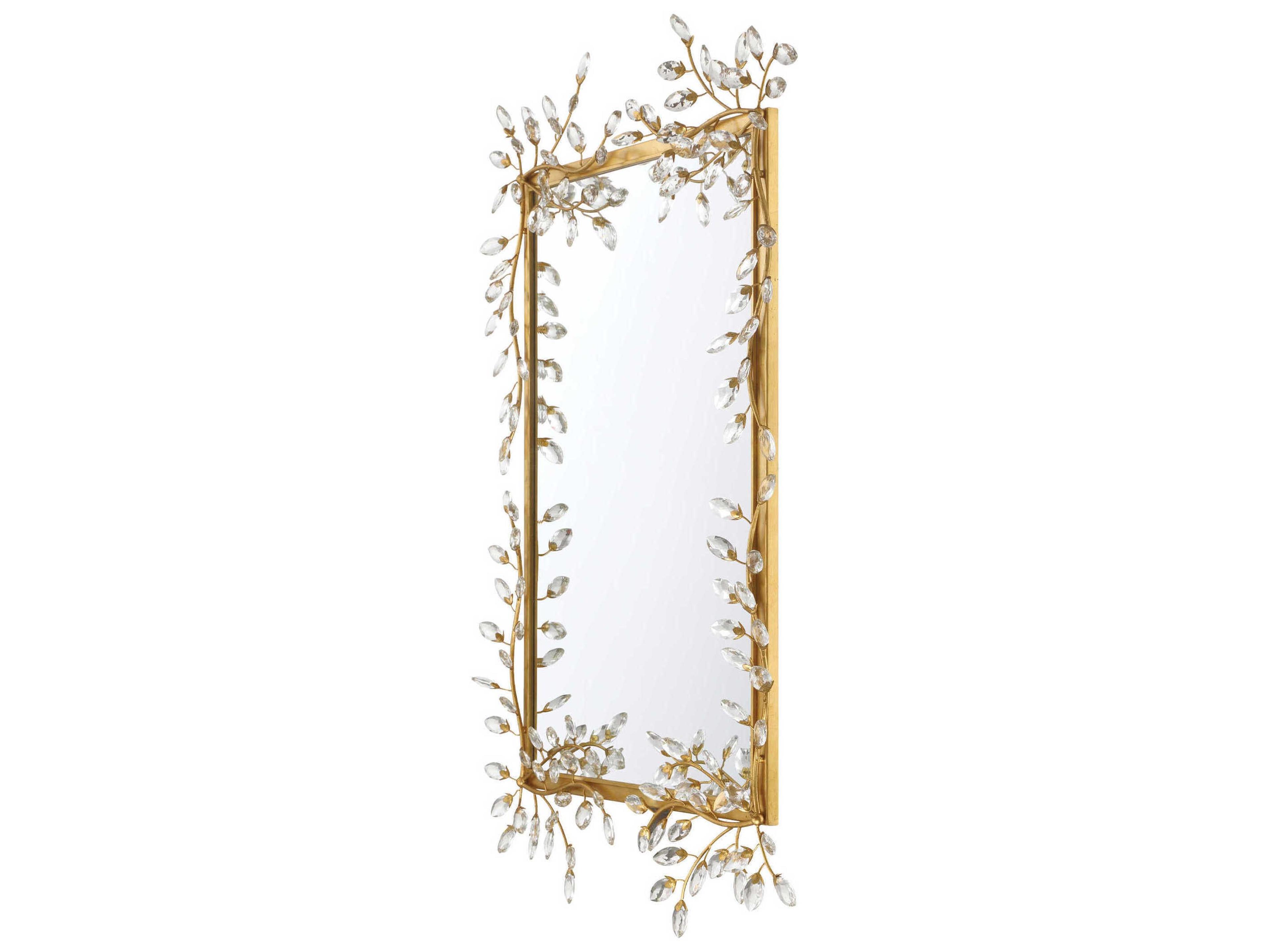 Currey & Company Forget-Me-Not Gold Rectangular Wall Mirror