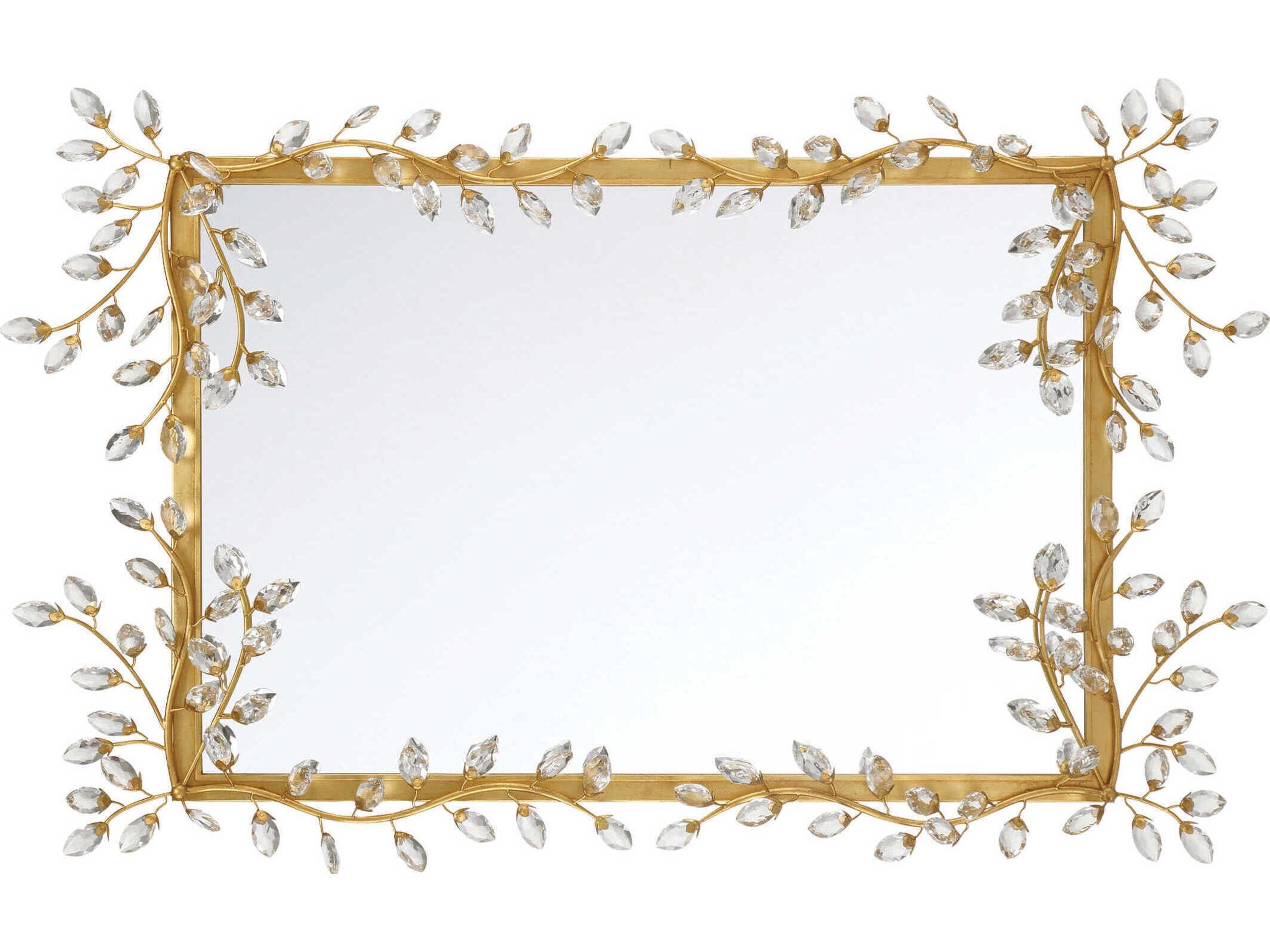 Currey & Company Forget-Me-Not Gold Rectangular Wall Mirror