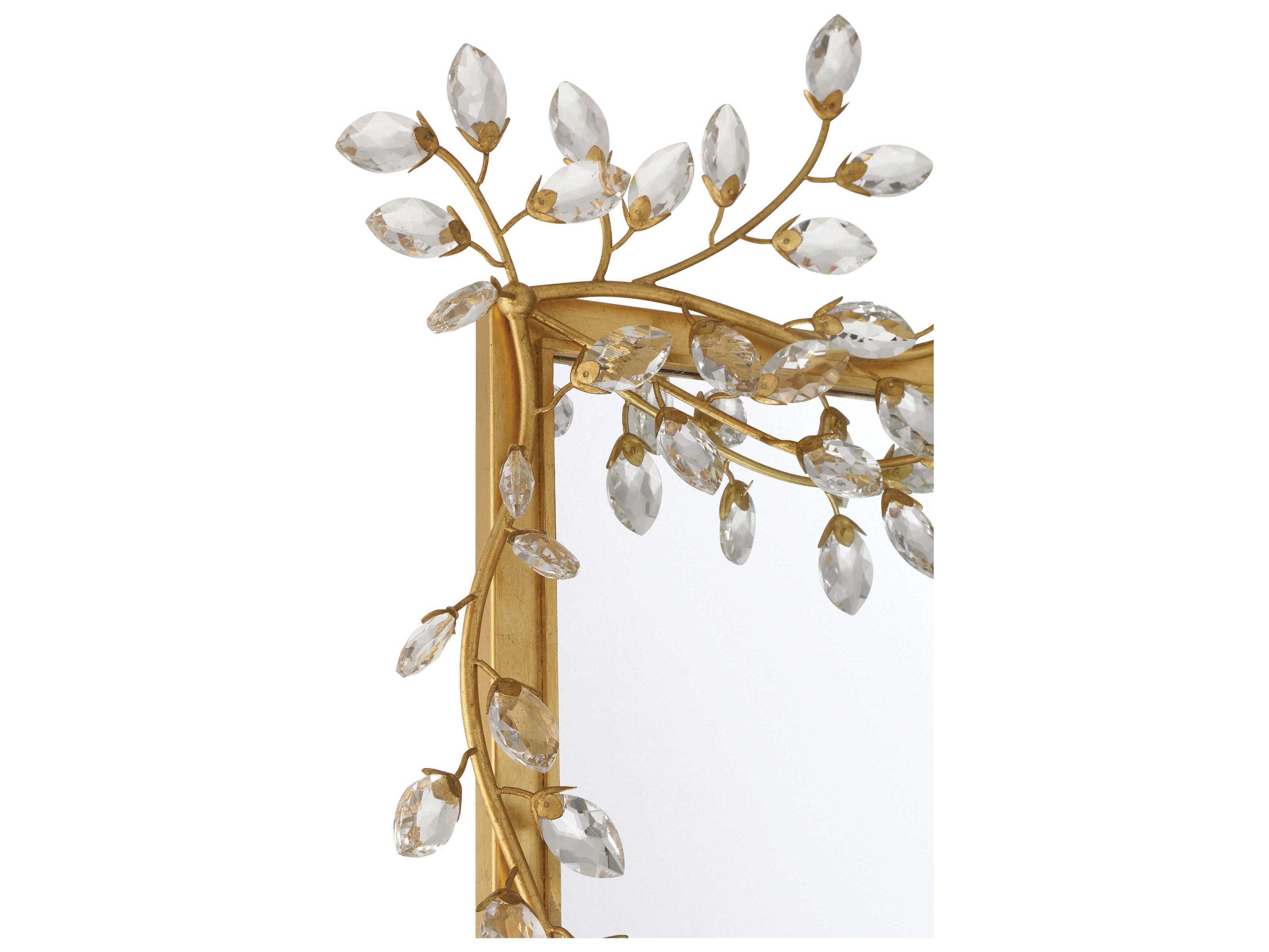 Currey & Company Forget-Me-Not Gold Rectangular Wall Mirror