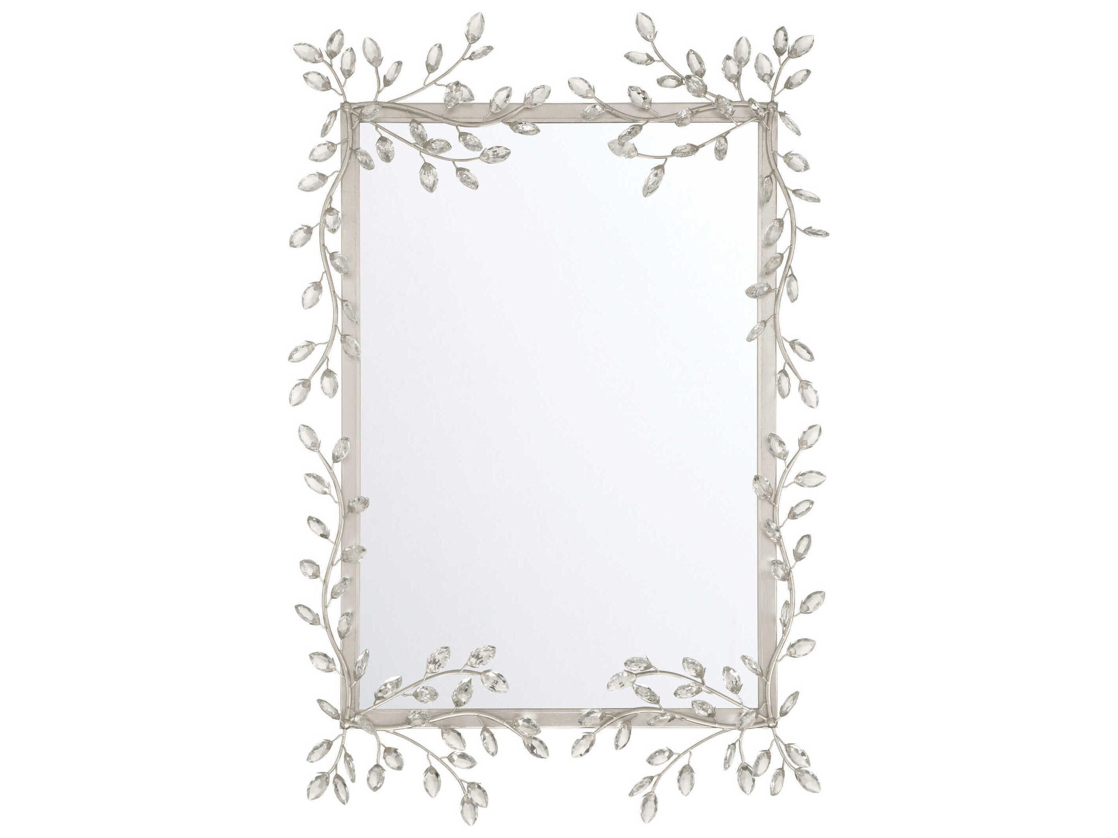 Currey & Company Forget-Me-Not Silver Rectangular Wall Mirror