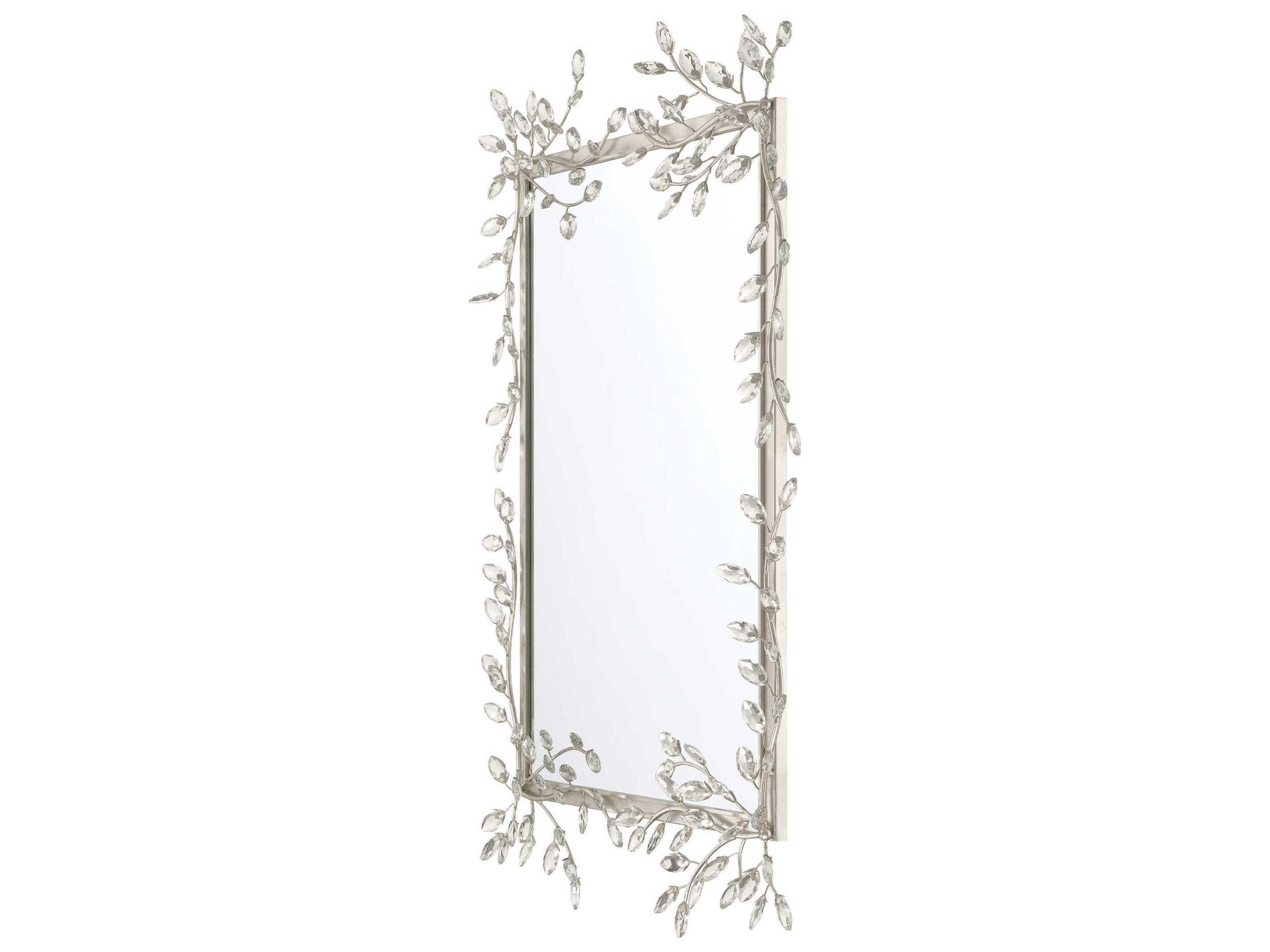 Currey & Company Forget-Me-Not Silver Rectangular Wall Mirror