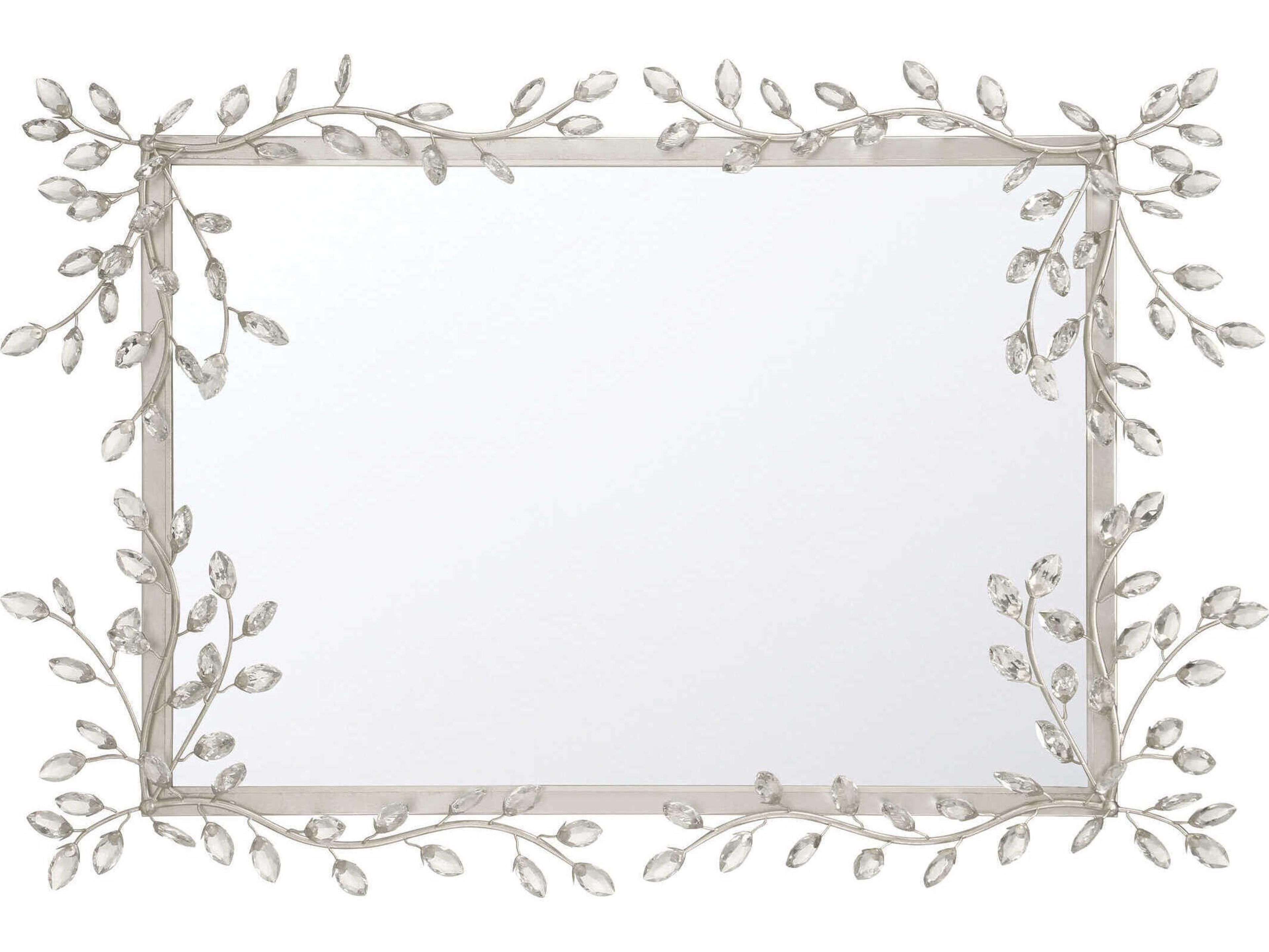 Currey & Company Forget-Me-Not Silver Rectangular Wall Mirror
