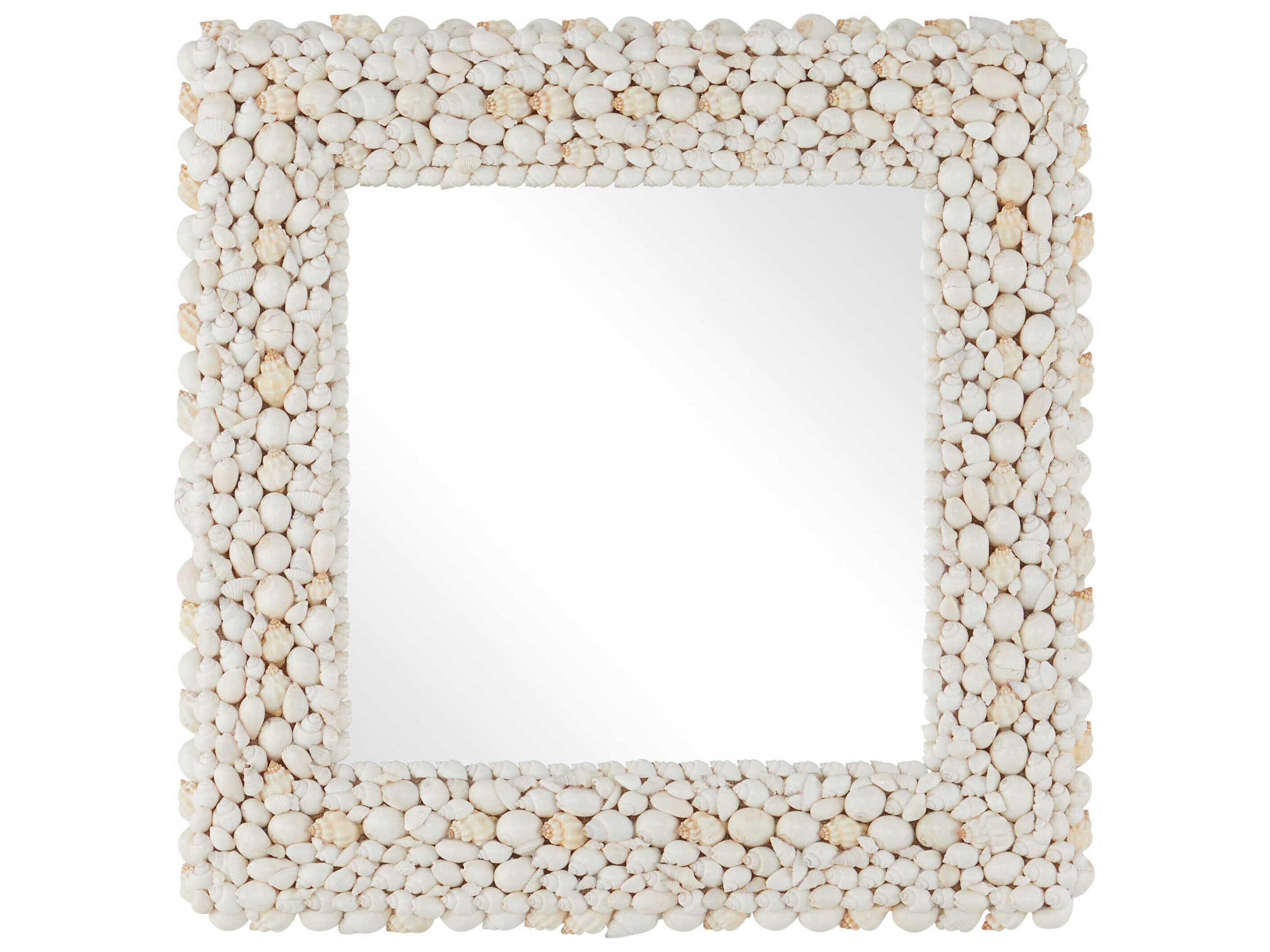Currey & Company Piddock White Square Wall Mirror
