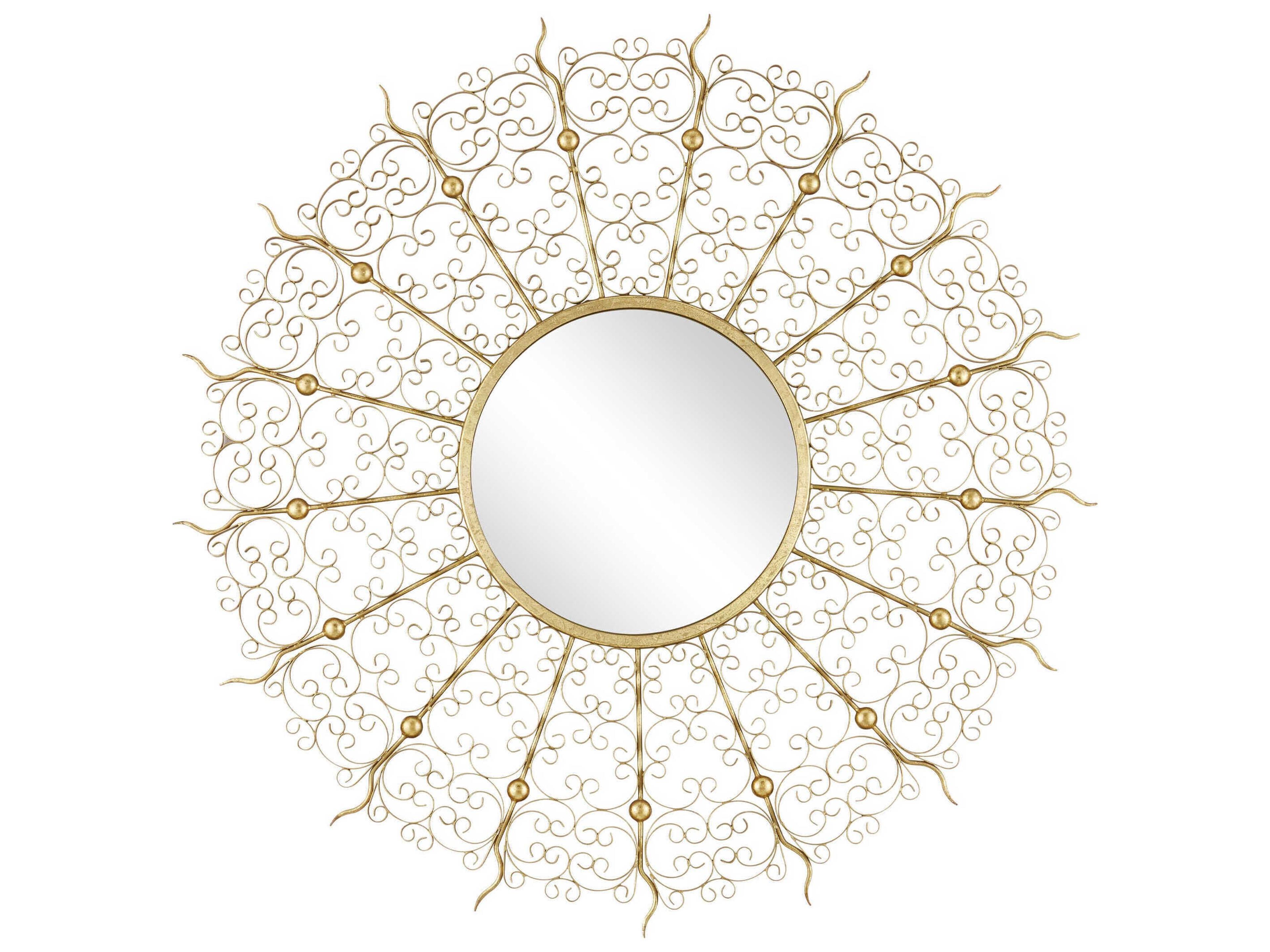 Currey & Company Levain Gold Leaf Round Wall Mirror