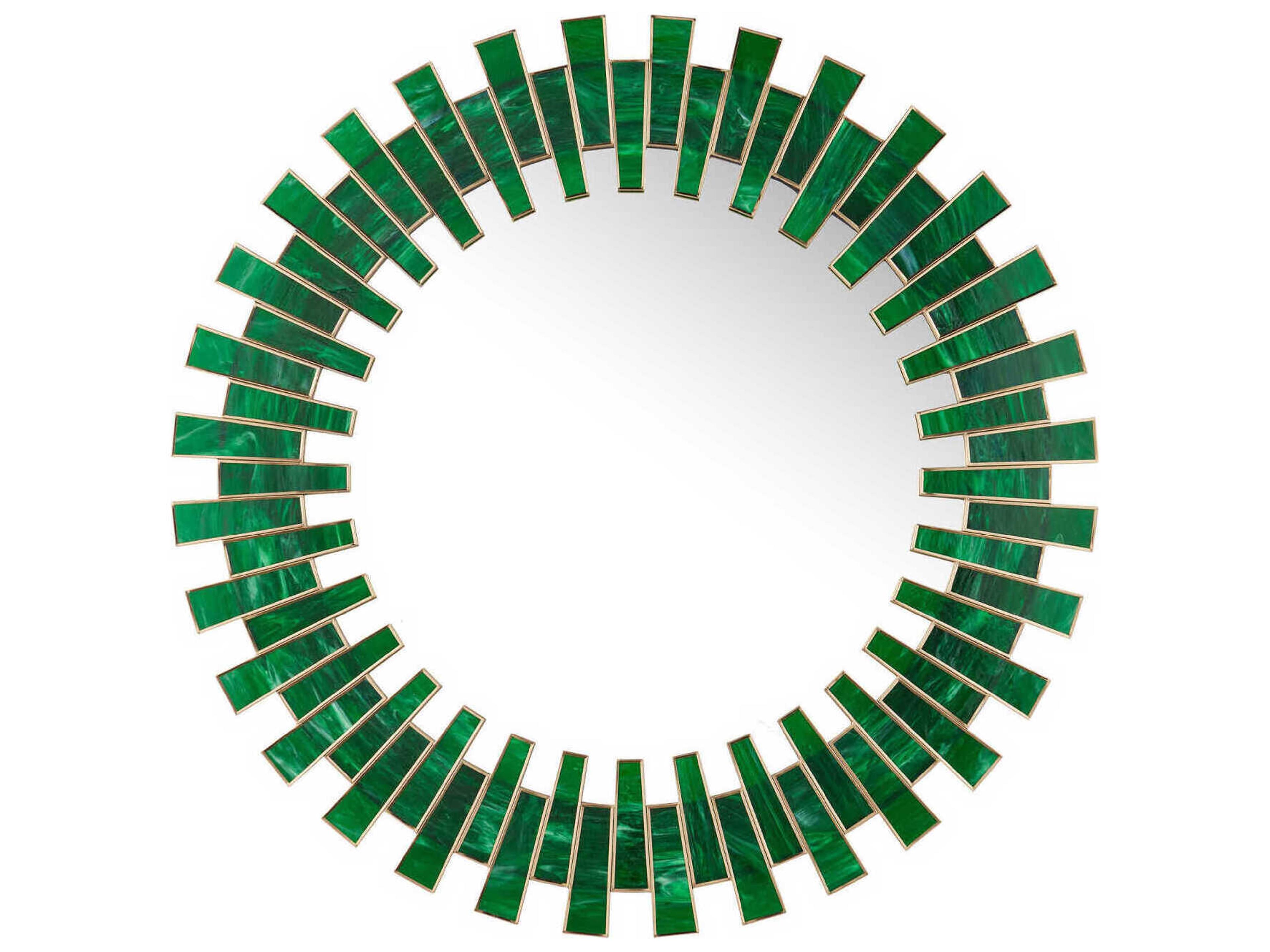 Glasdele Green Antique Brass Round Wall Mirror