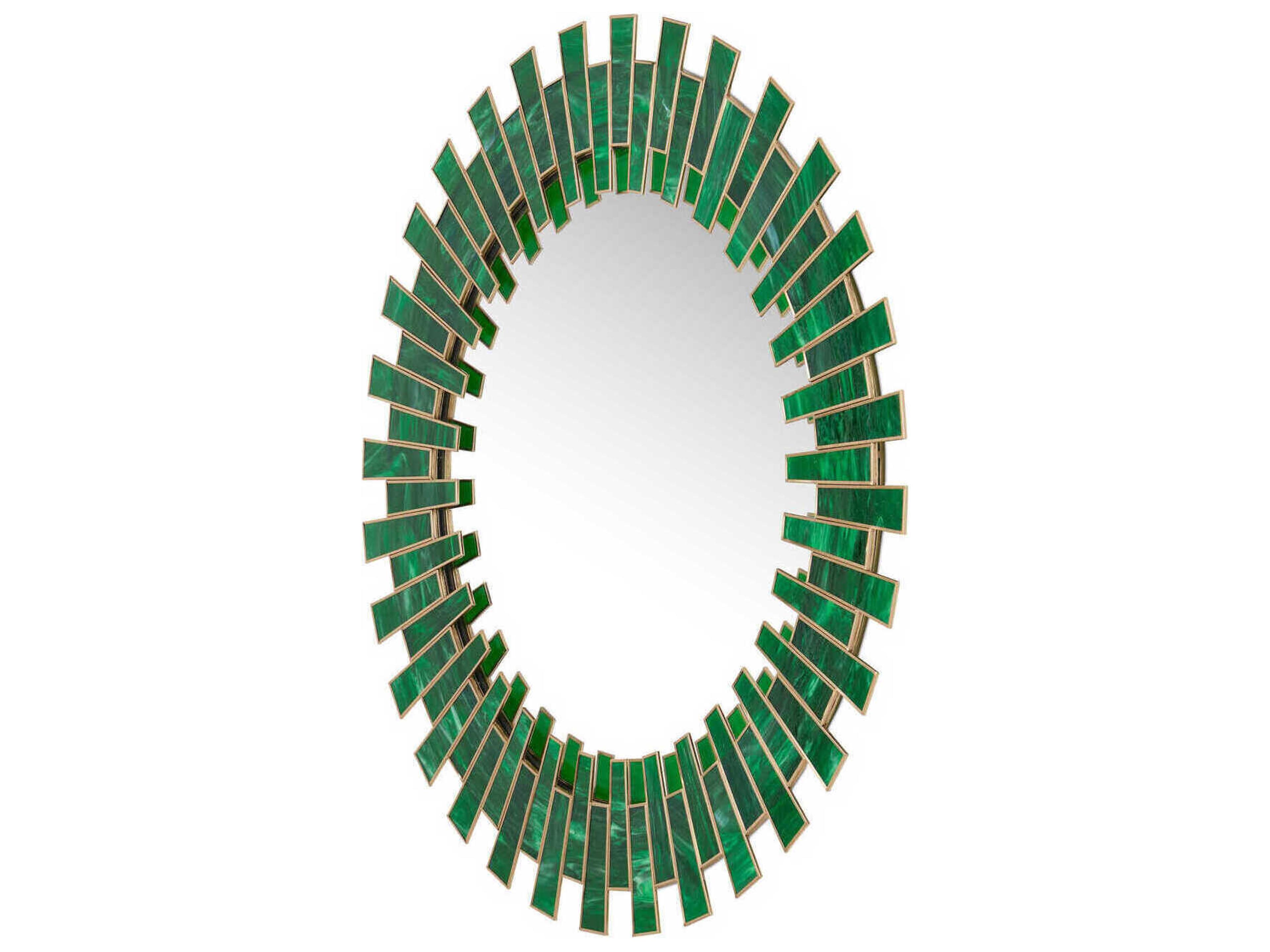 Currey & Company Glasdele Green Antique Brass Round Wall Mirror