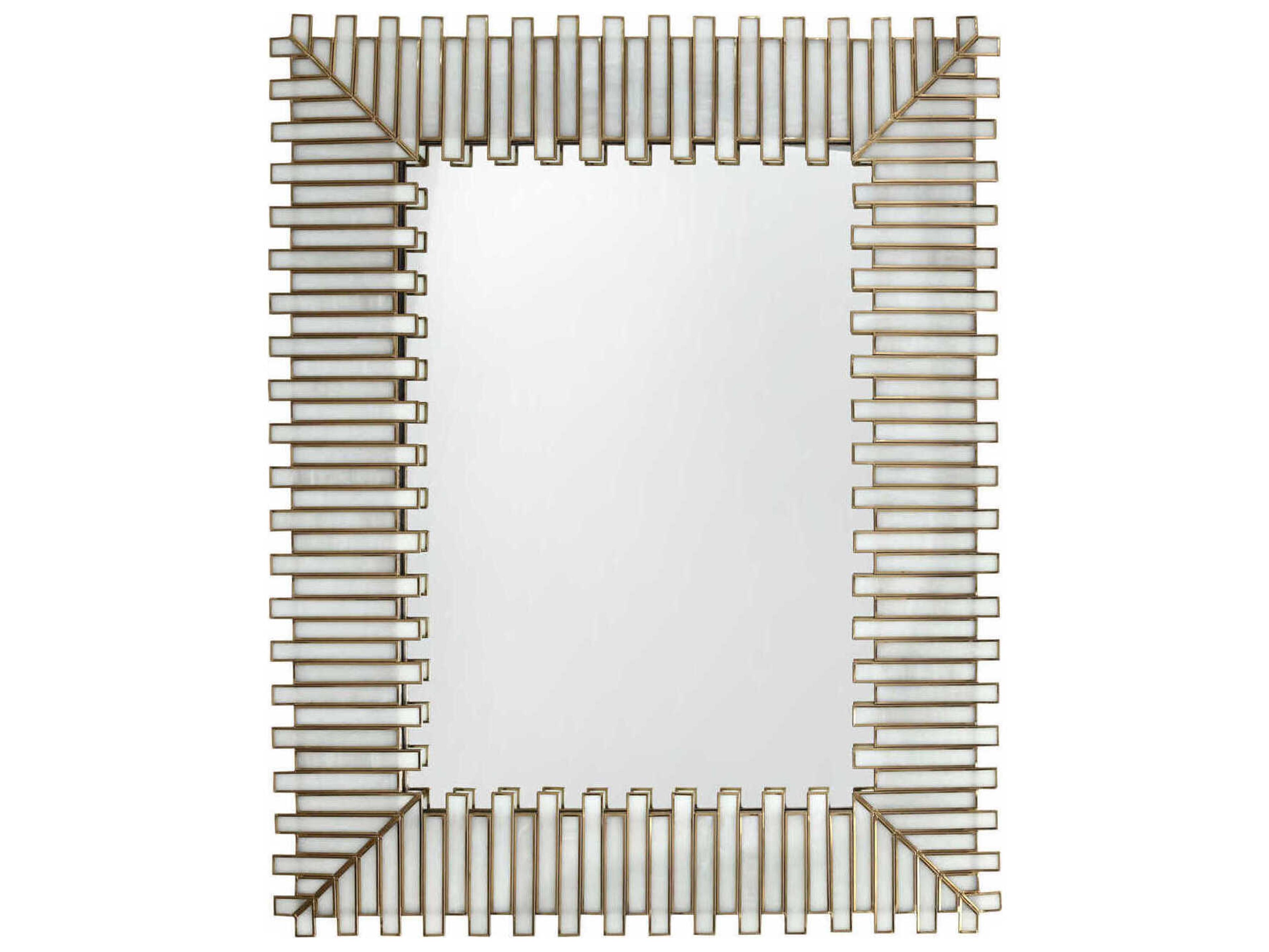 Daze White Antique Brass Rectangular Wall Mirror