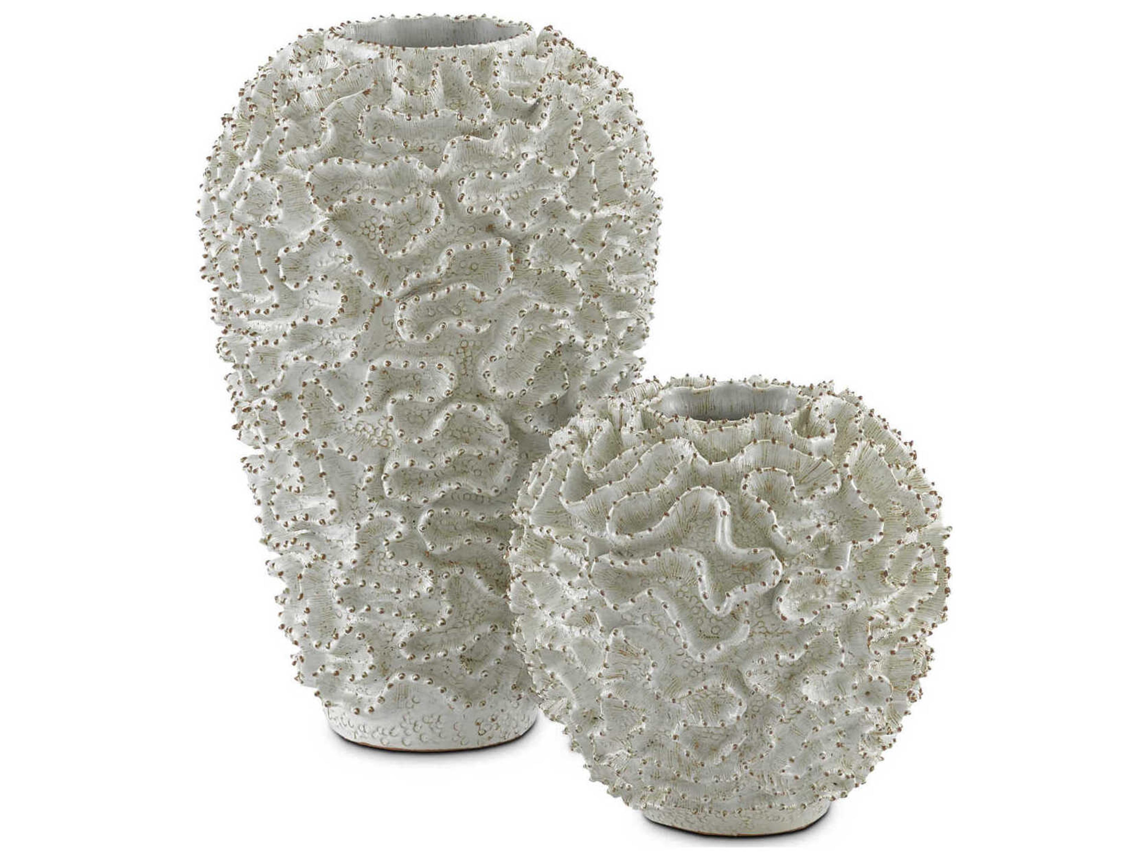 Currey & Company White / Gold 10" High Swirl Vase