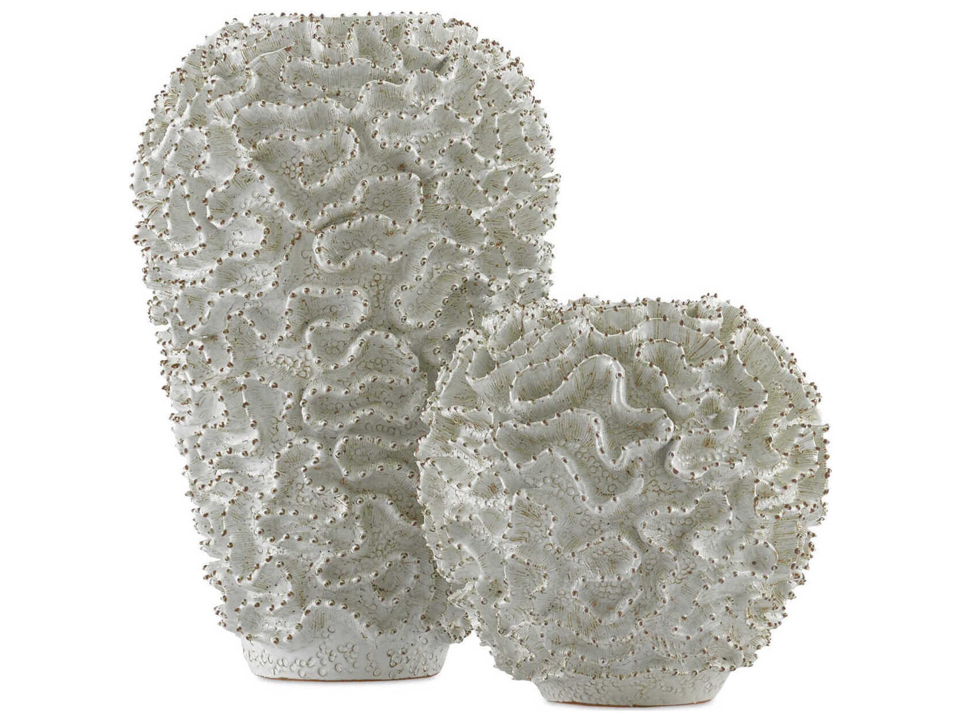 Currey & Company White / Gold 10" High Swirl Vase