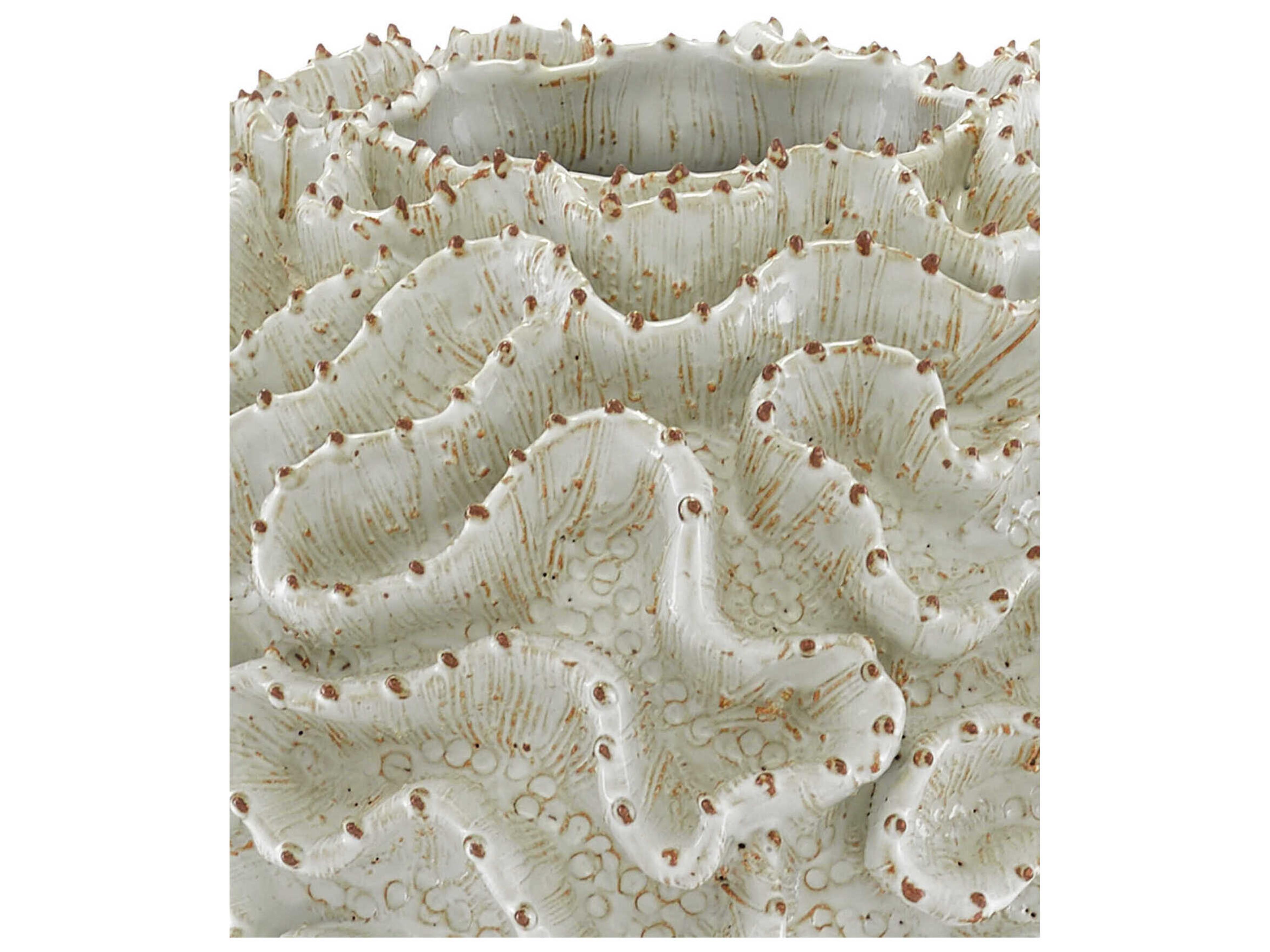 Currey & Company White / Gold 10" High Swirl Vase