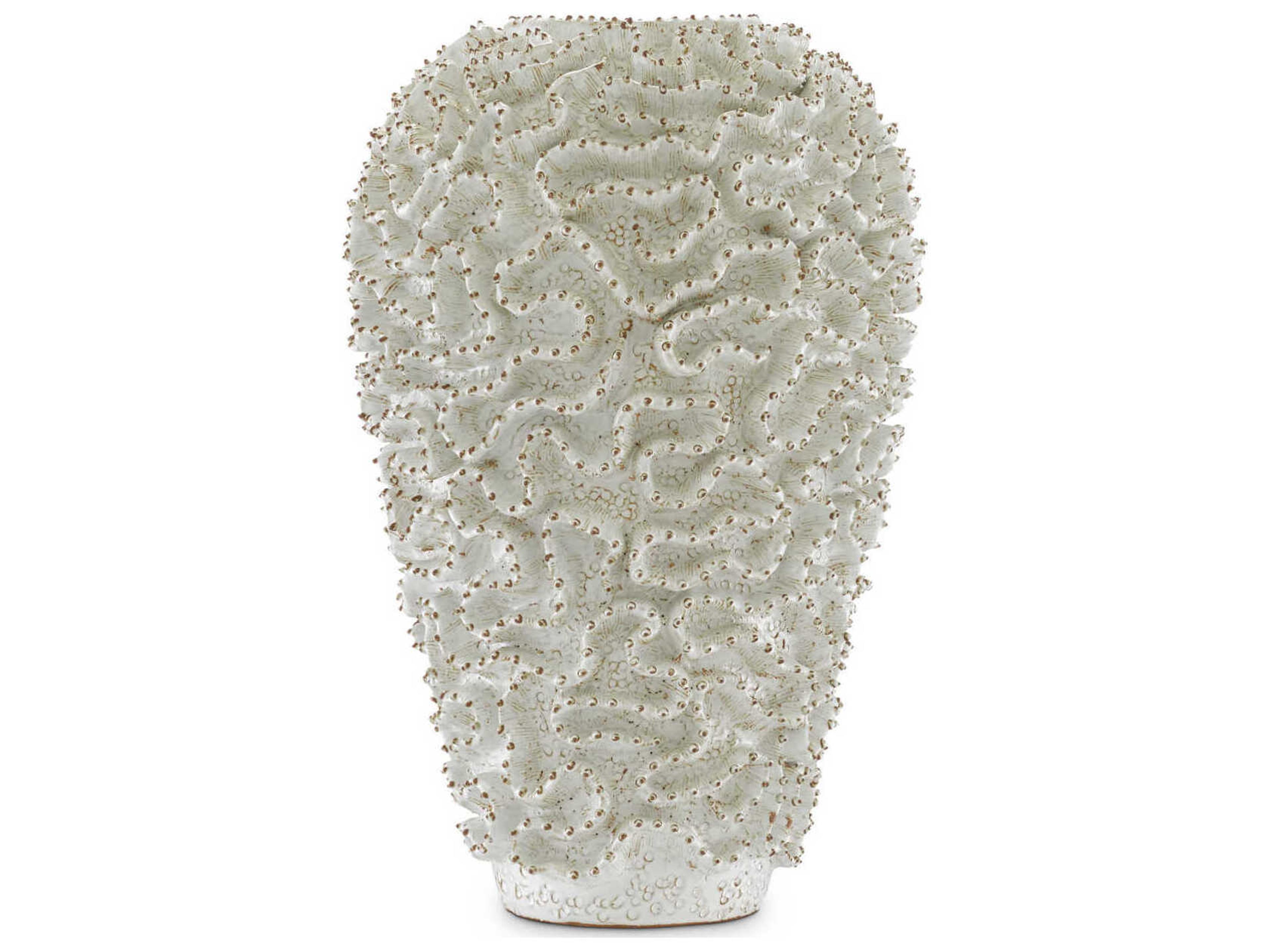 Currey & Company White / Gold 17" High Swirl Vase