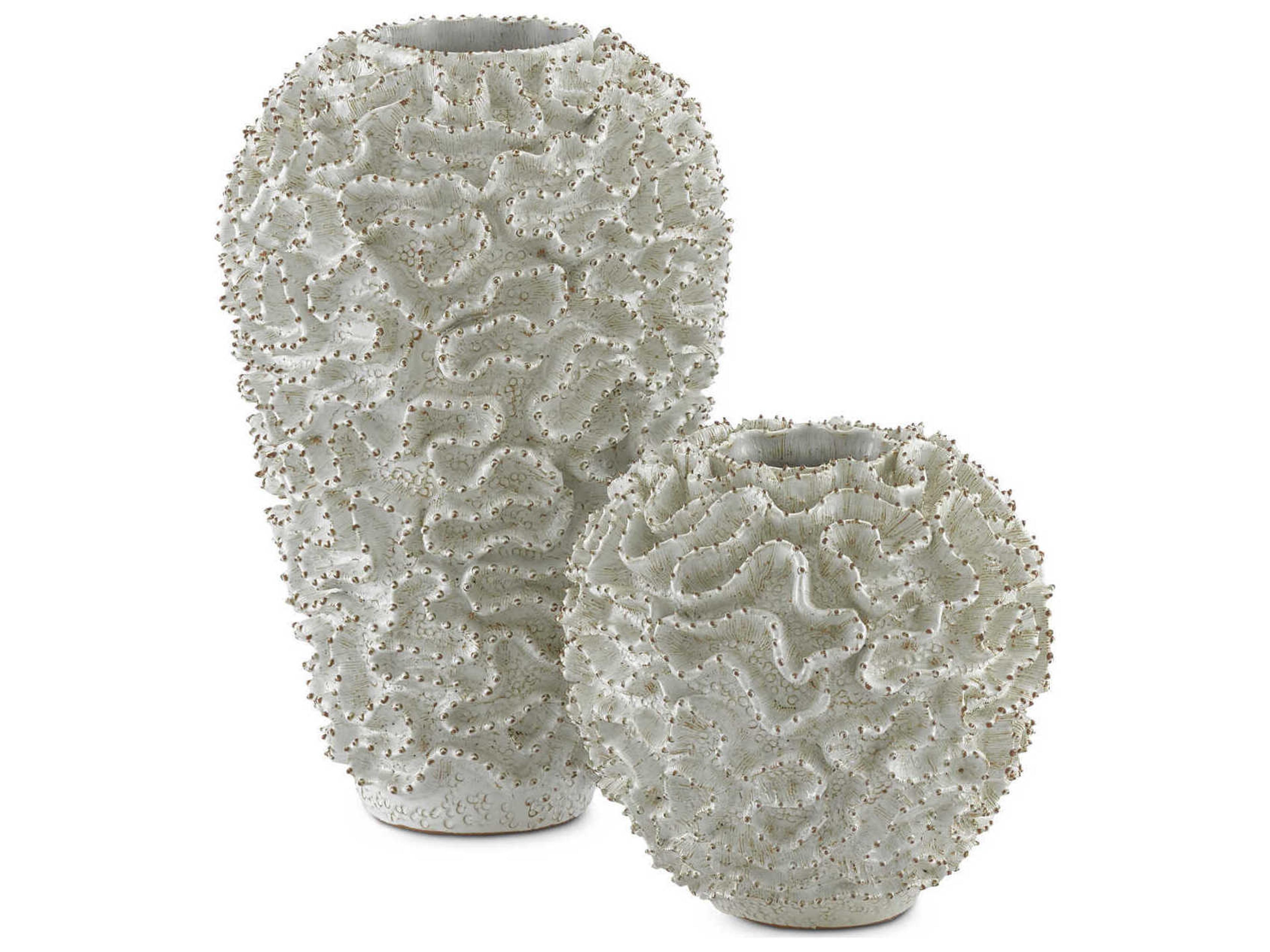 Currey & Company White / Gold 17" High Swirl Vase