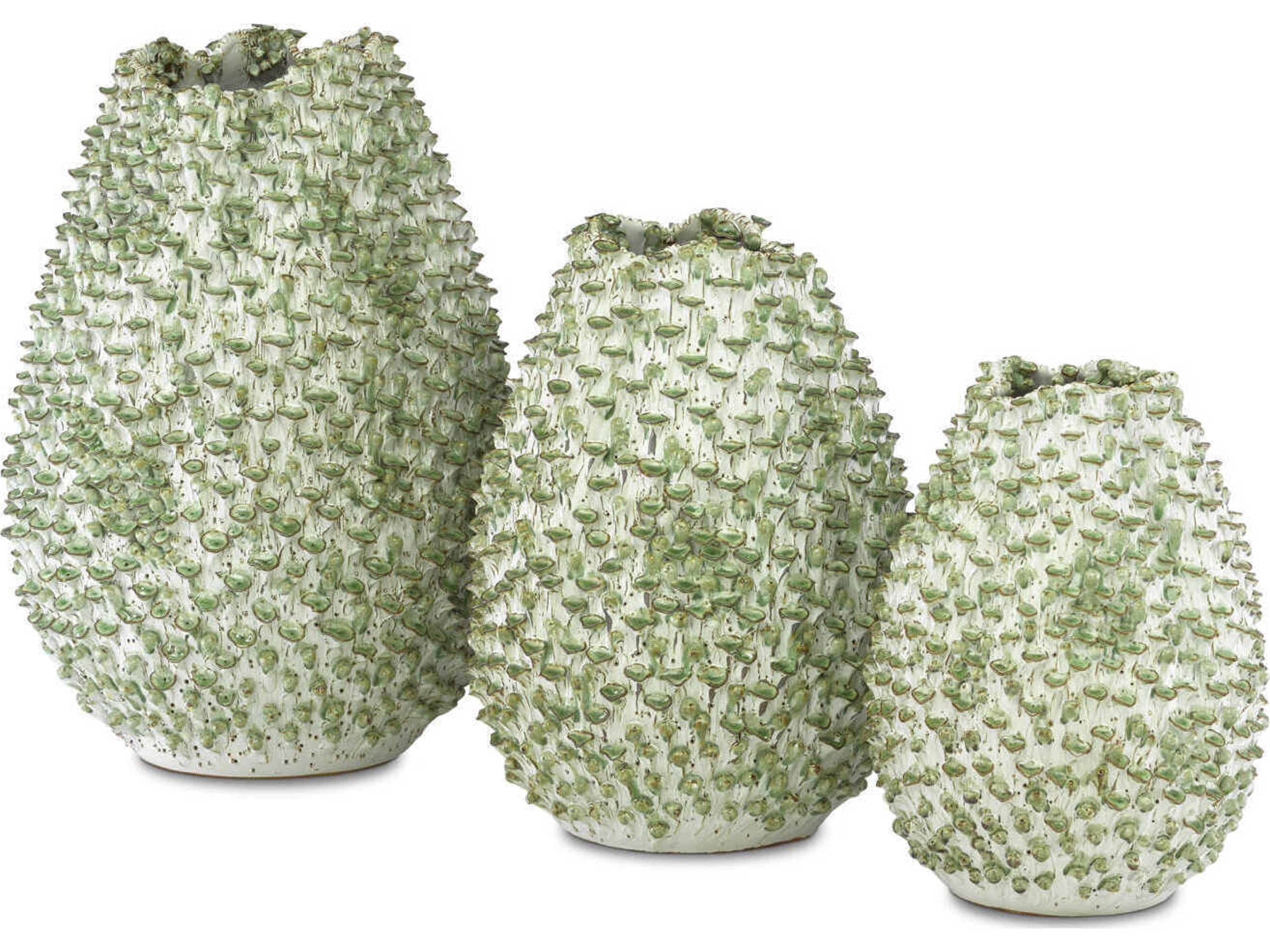 Currey & Company White / Green 11" Milione Vase