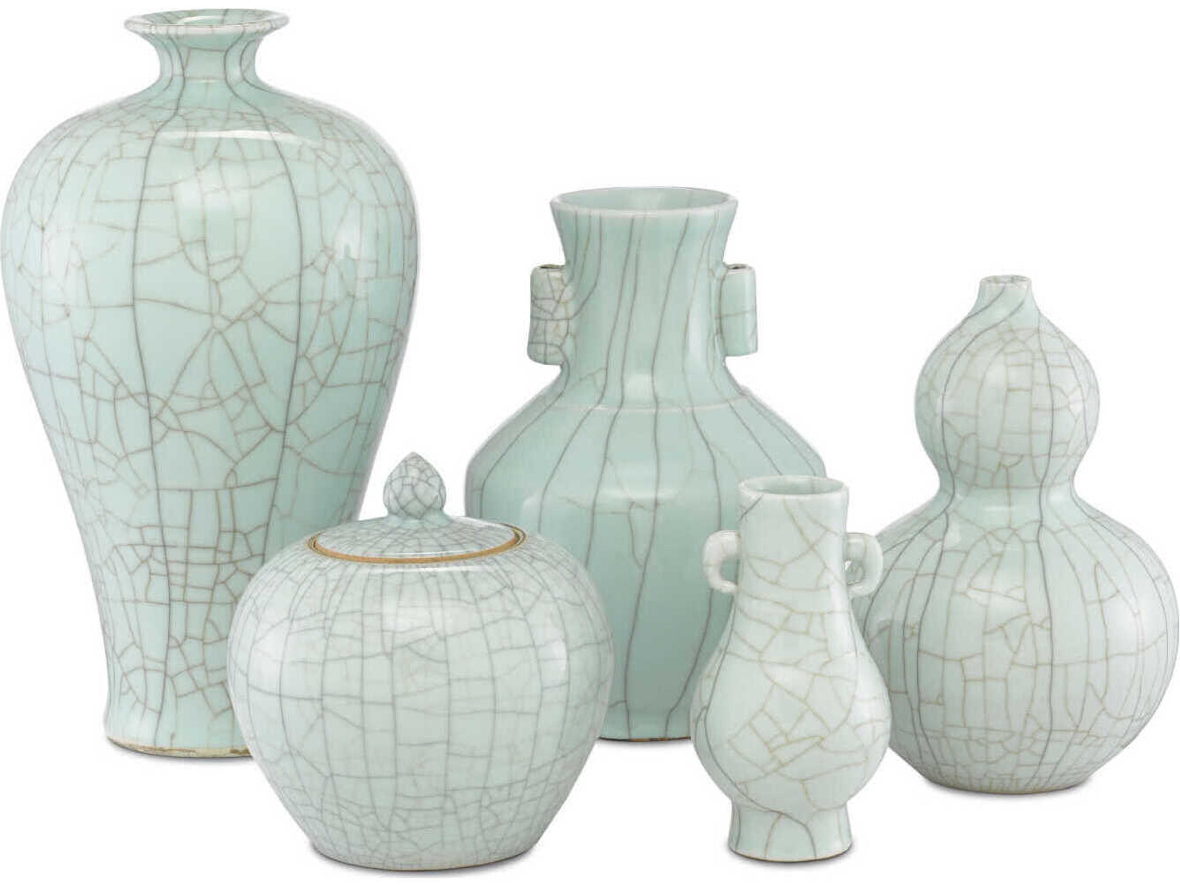 Currey & Company Celadon Crackle Maiping Double Gourd Vase