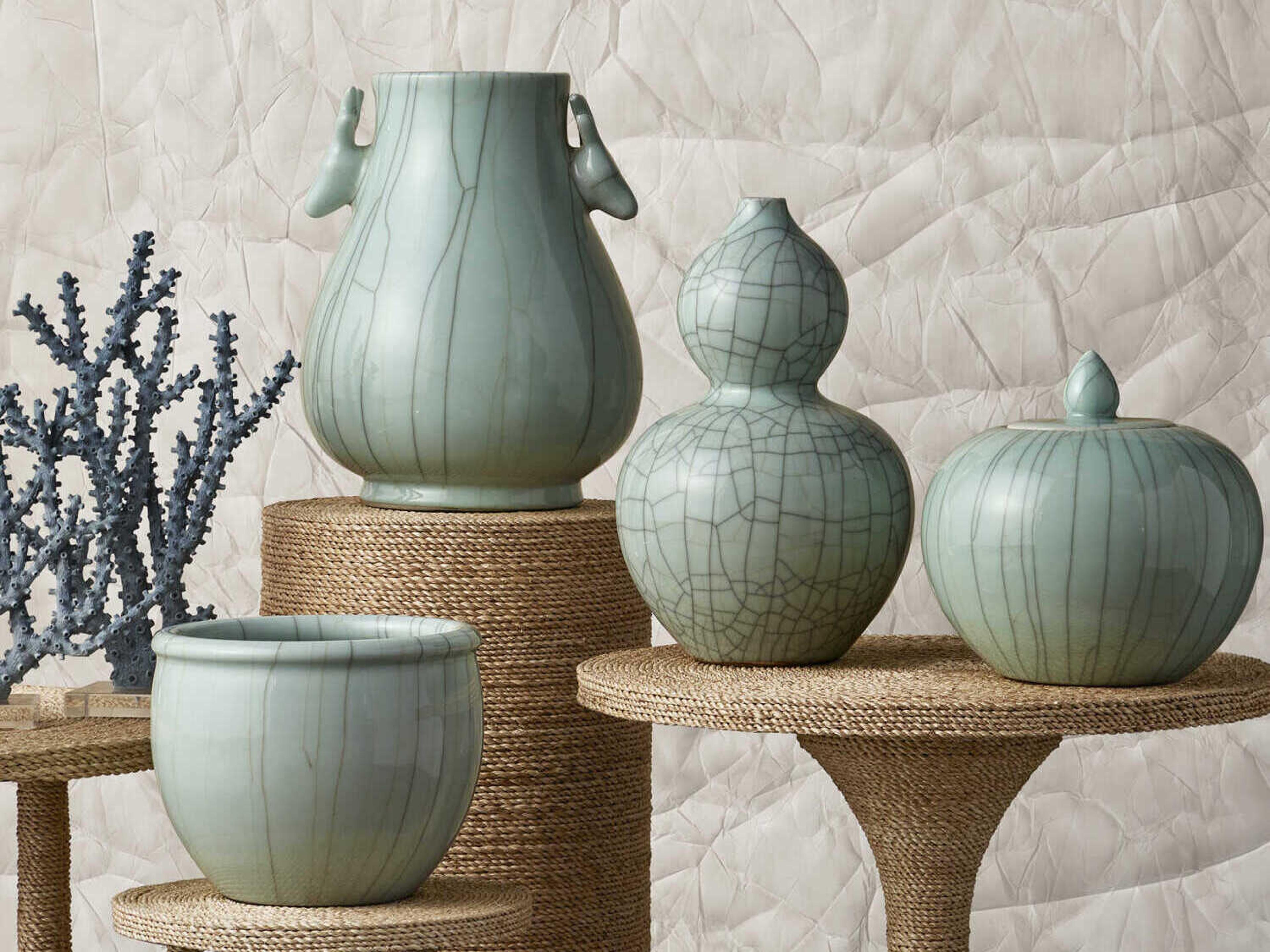 Currey & Company Celadon Crackle Maiping Double Gourd Vase