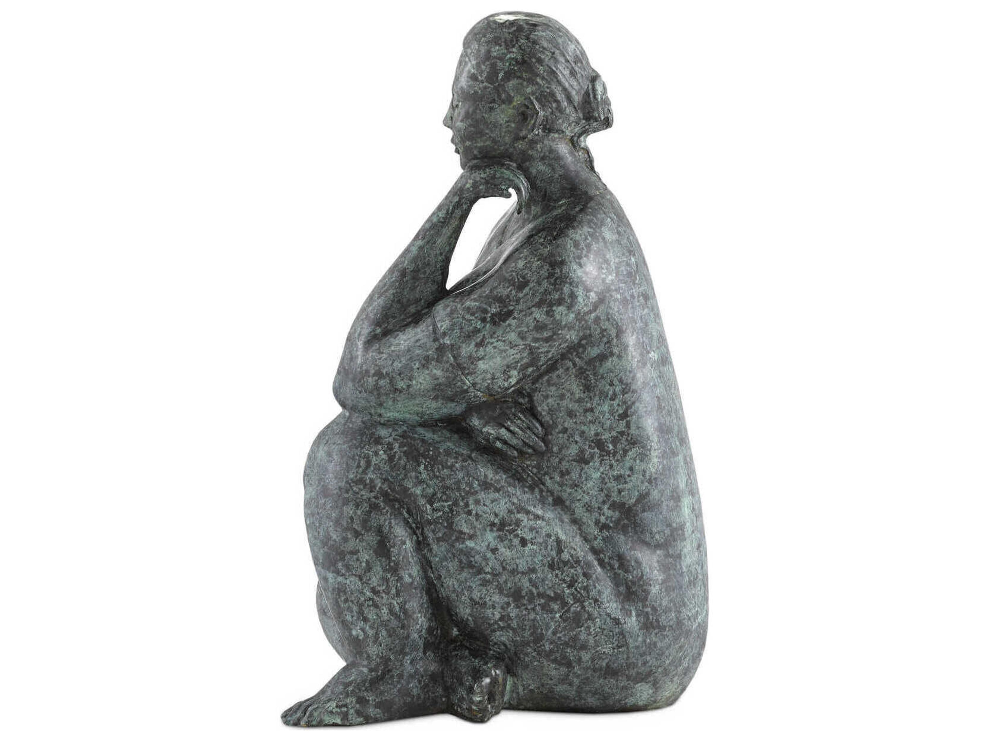 Currey & Company Granite Green Lady Meditating Sculpture