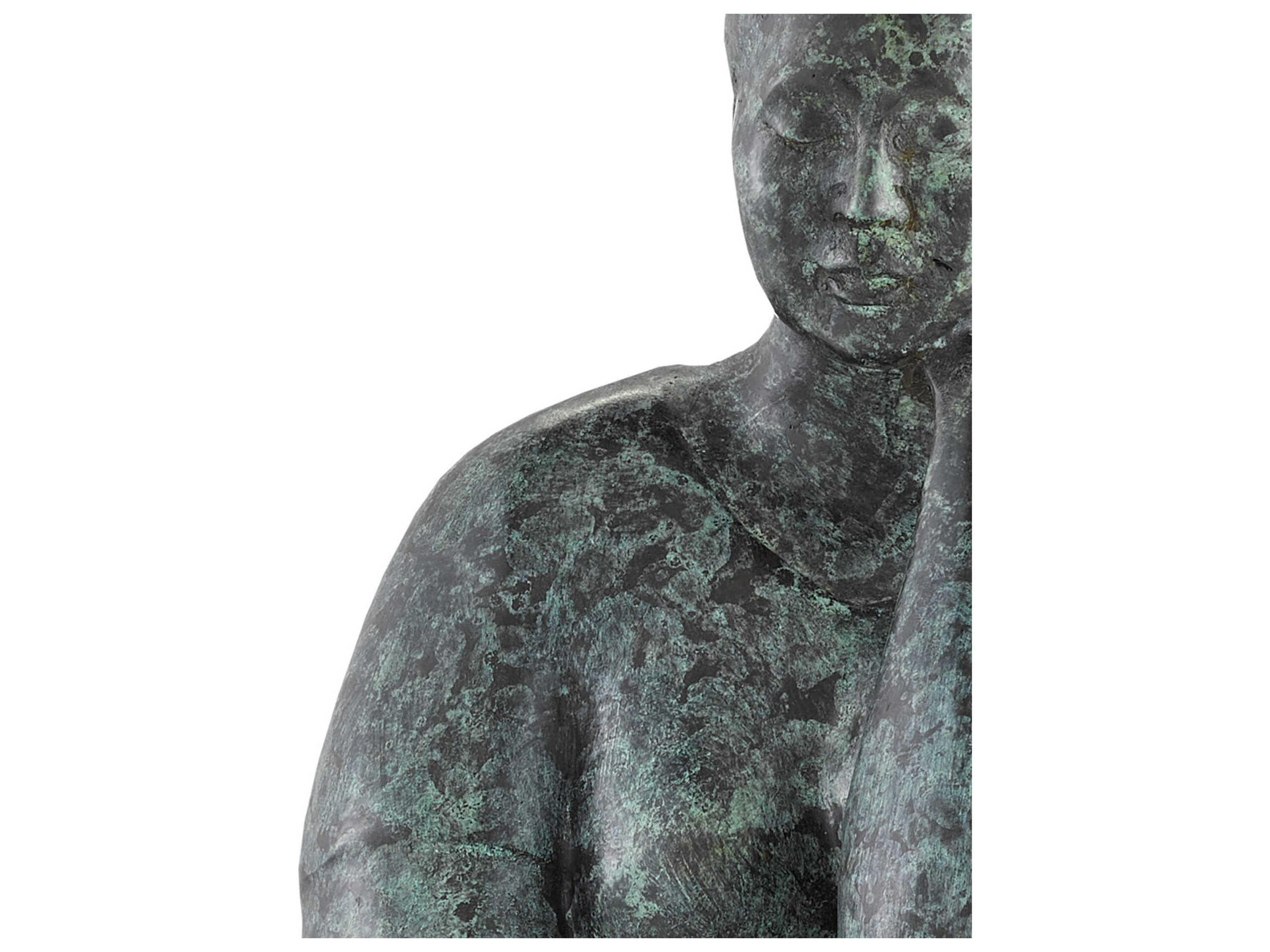 Currey & Company Granite Green Lady Meditating Sculpture