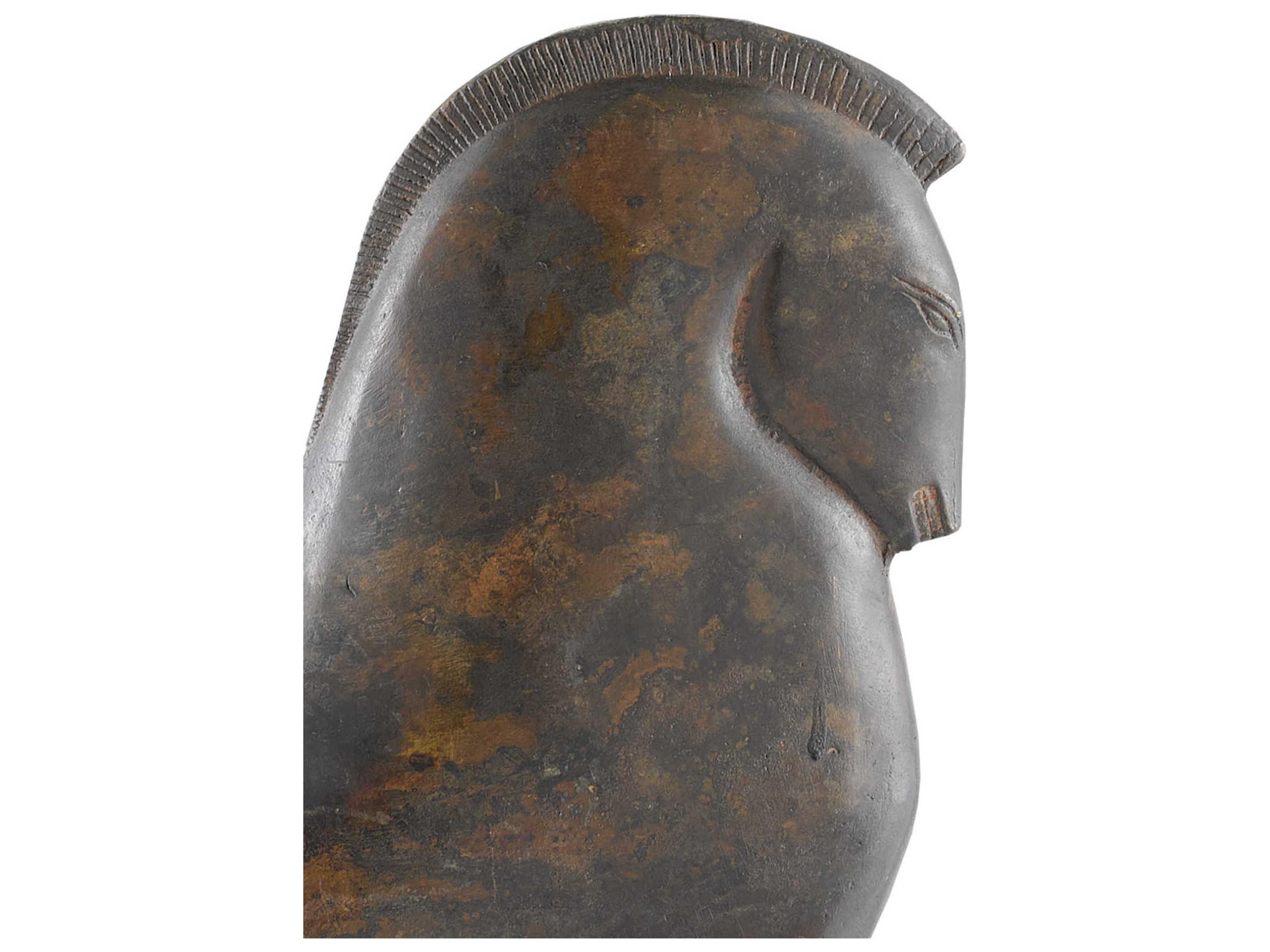 Currey & Company Antique Green Assyrian Horse Sculpture