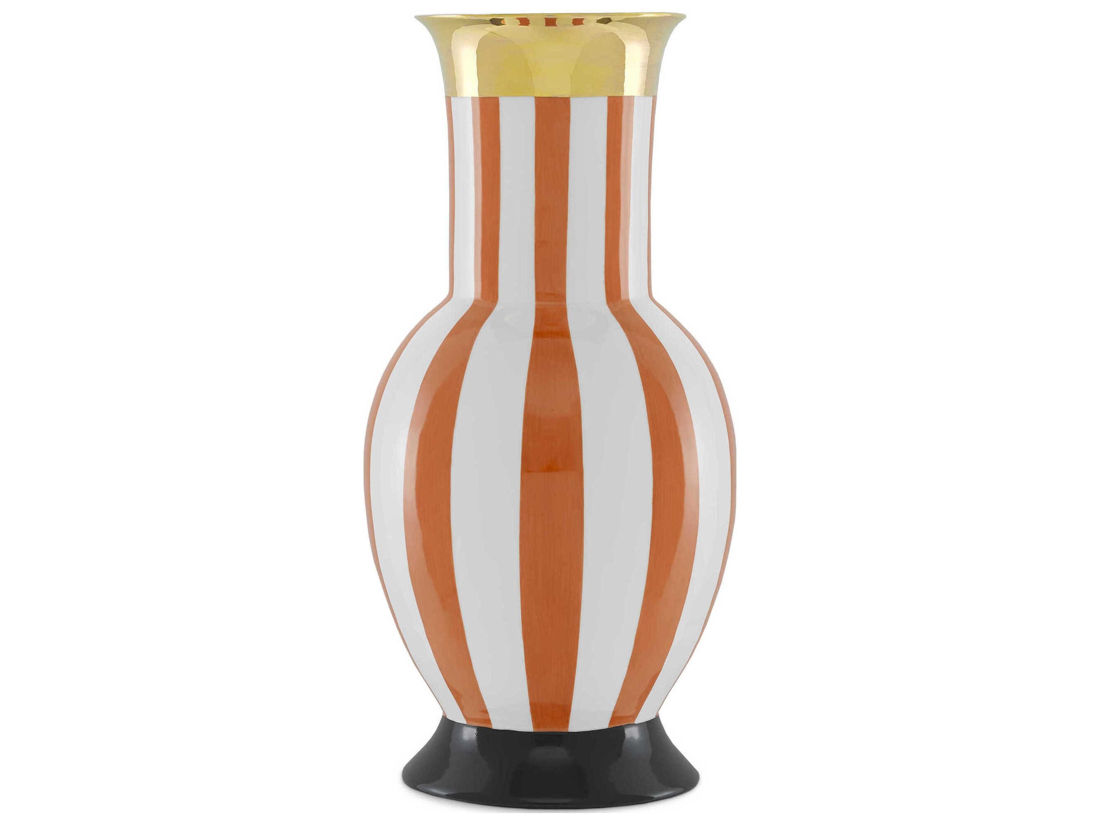 Currey & Company De Luca Coral Stripe Large Vase