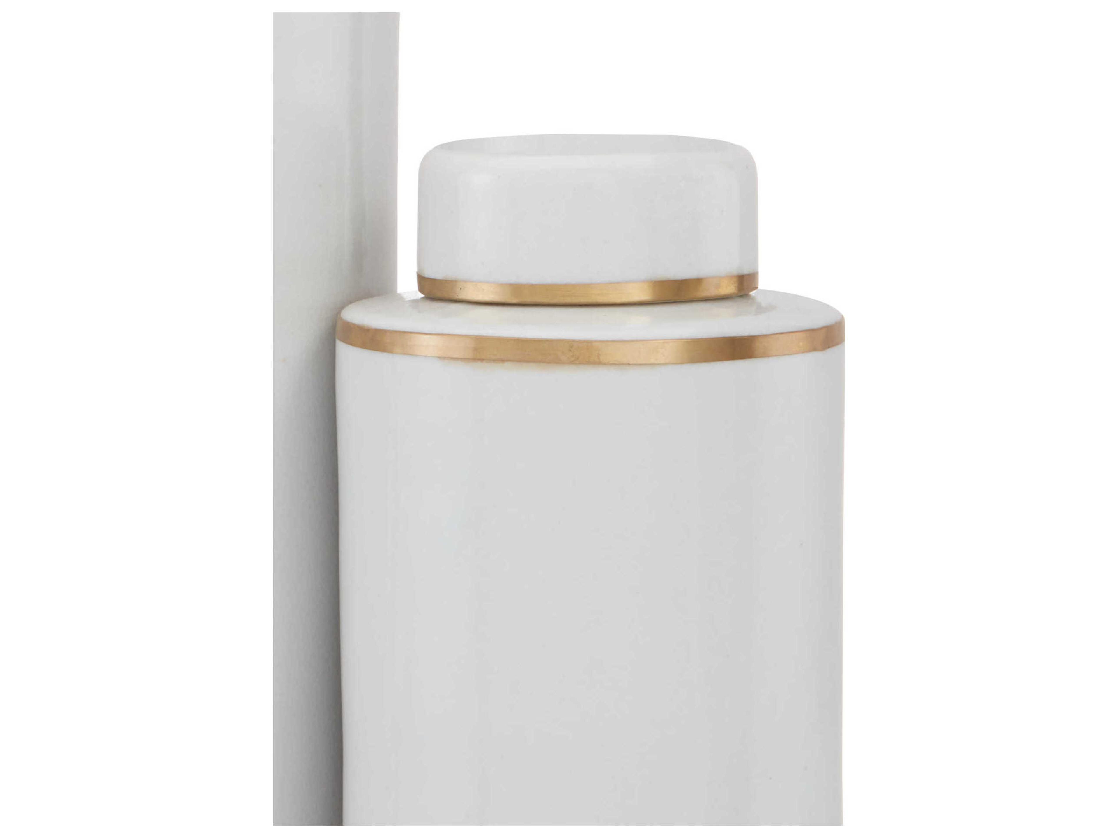 Currey & Company Ivory White / Antique Brass Tea Cannister Set of 2