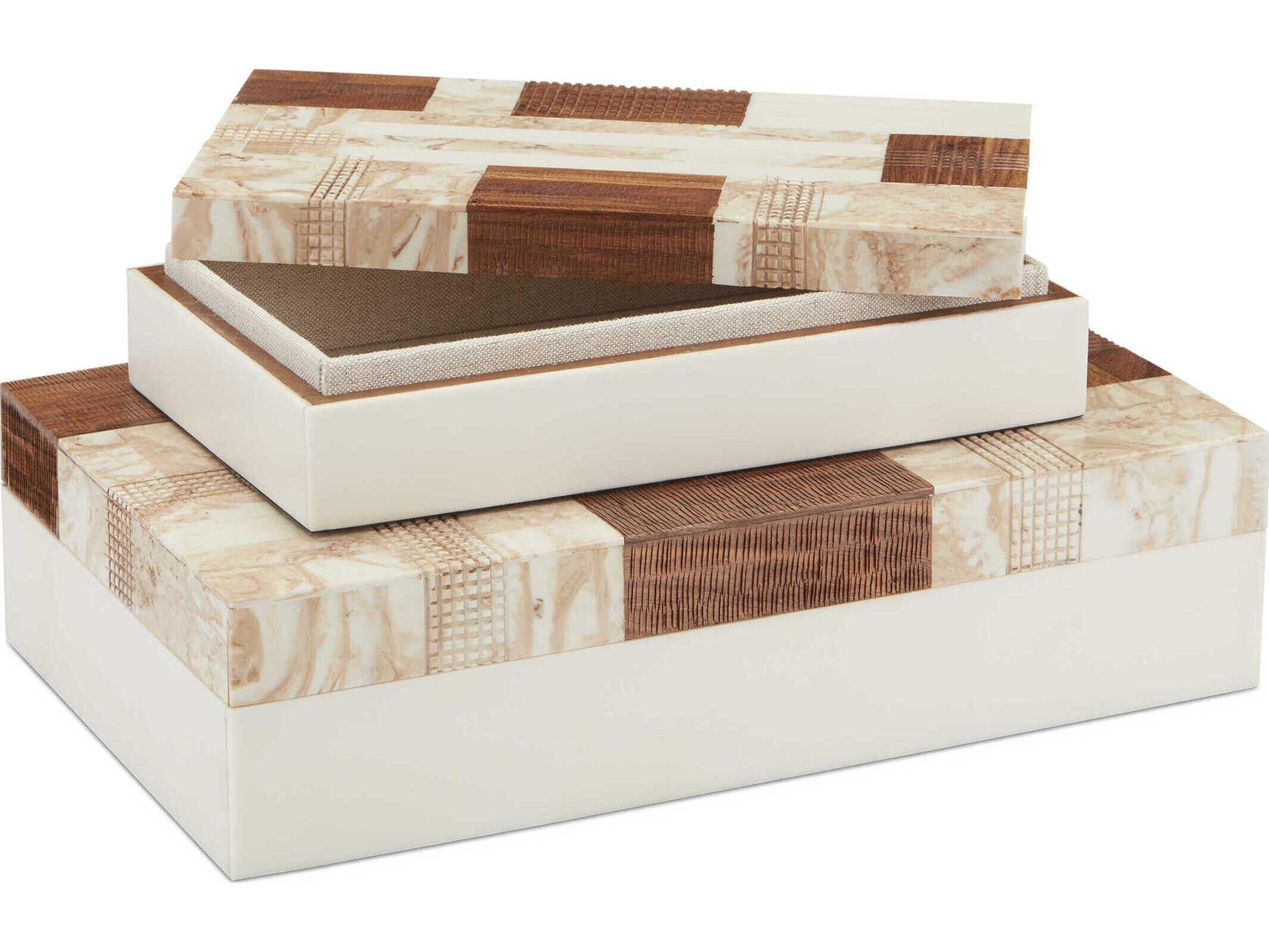 Currey & Company 1940s Beige / Brown / Ivory / Natural Box Set of 2