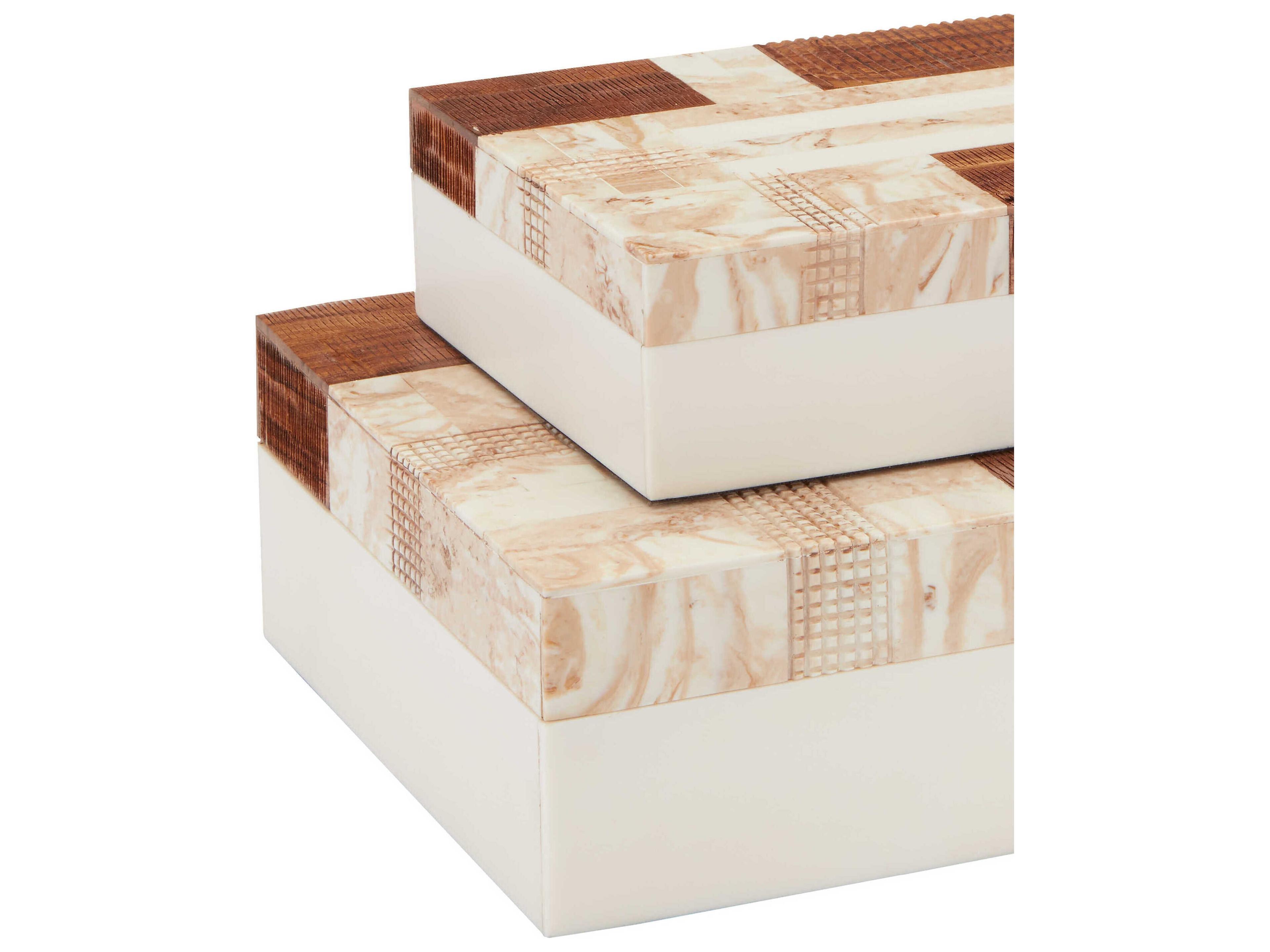 Currey & Company 1940s Beige / Brown / Ivory / Natural Box Set of 2