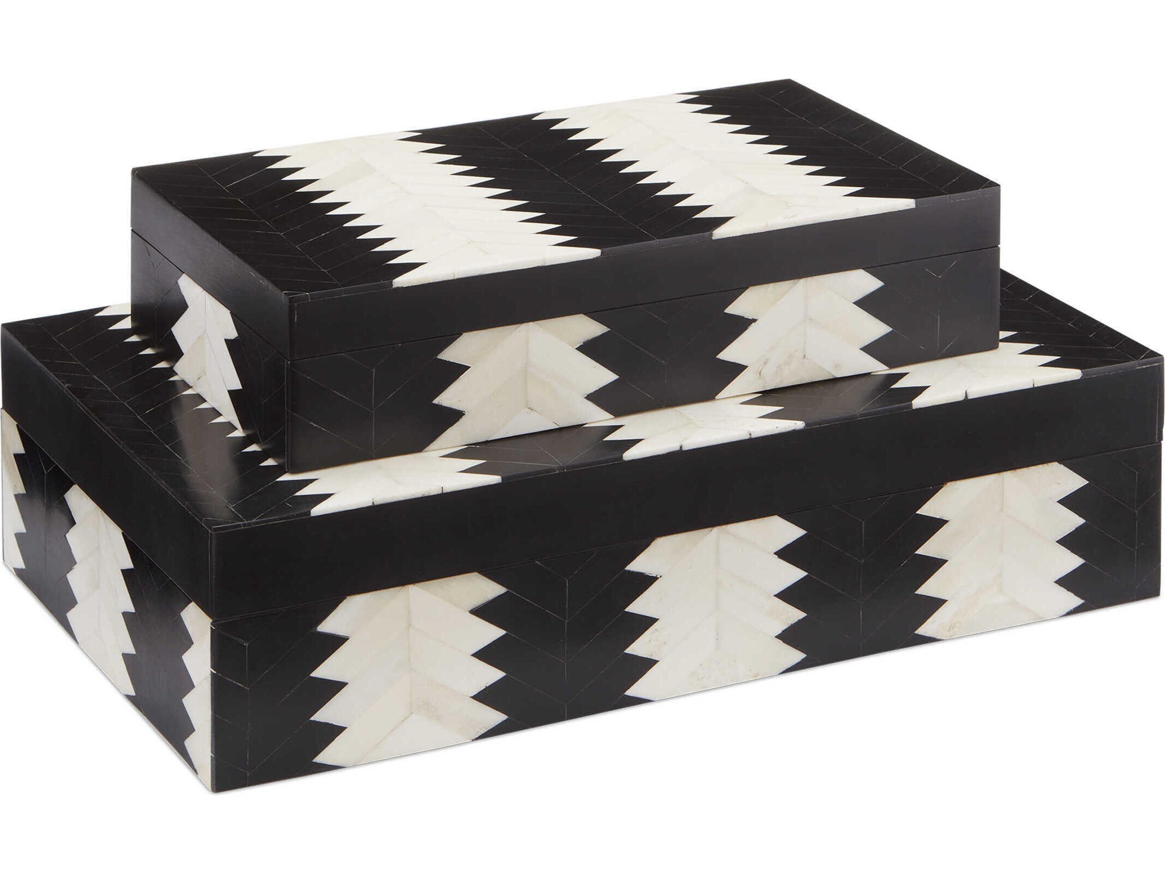 Currey & Company Arrow Black / White / Natural Box Set of 2