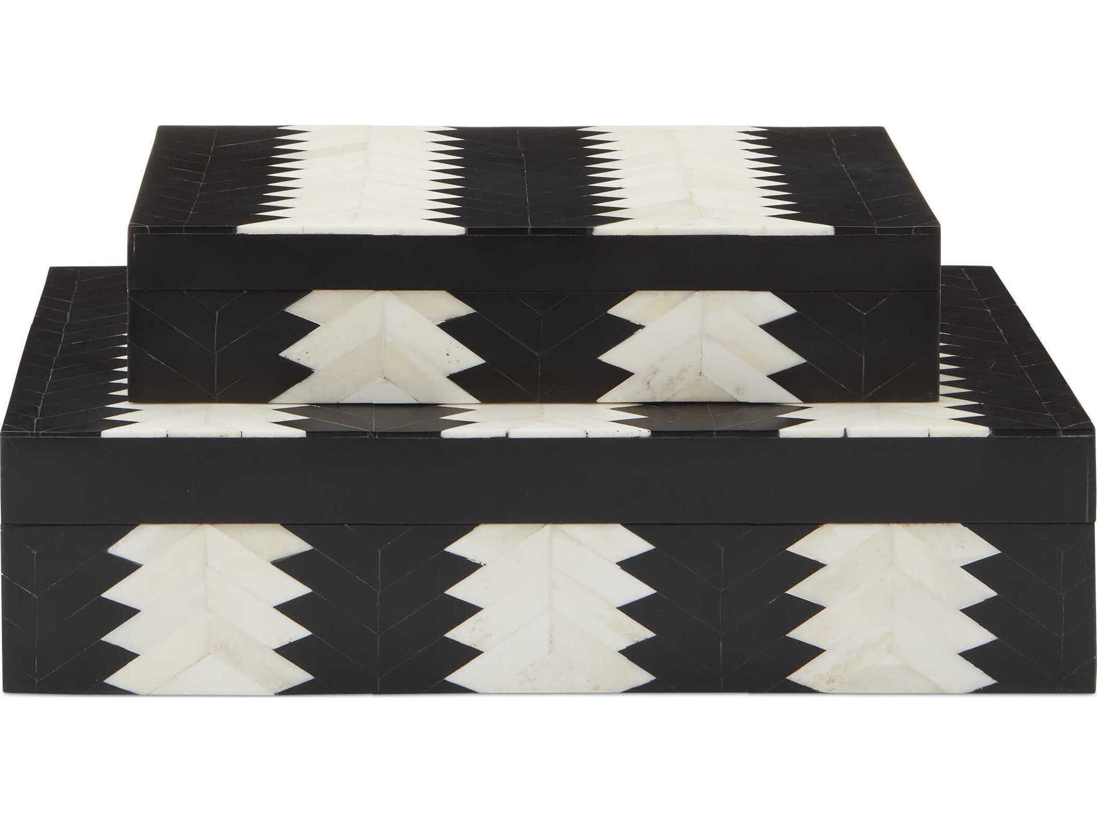 Currey & Company Arrow Black / White / Natural Box Set of 2