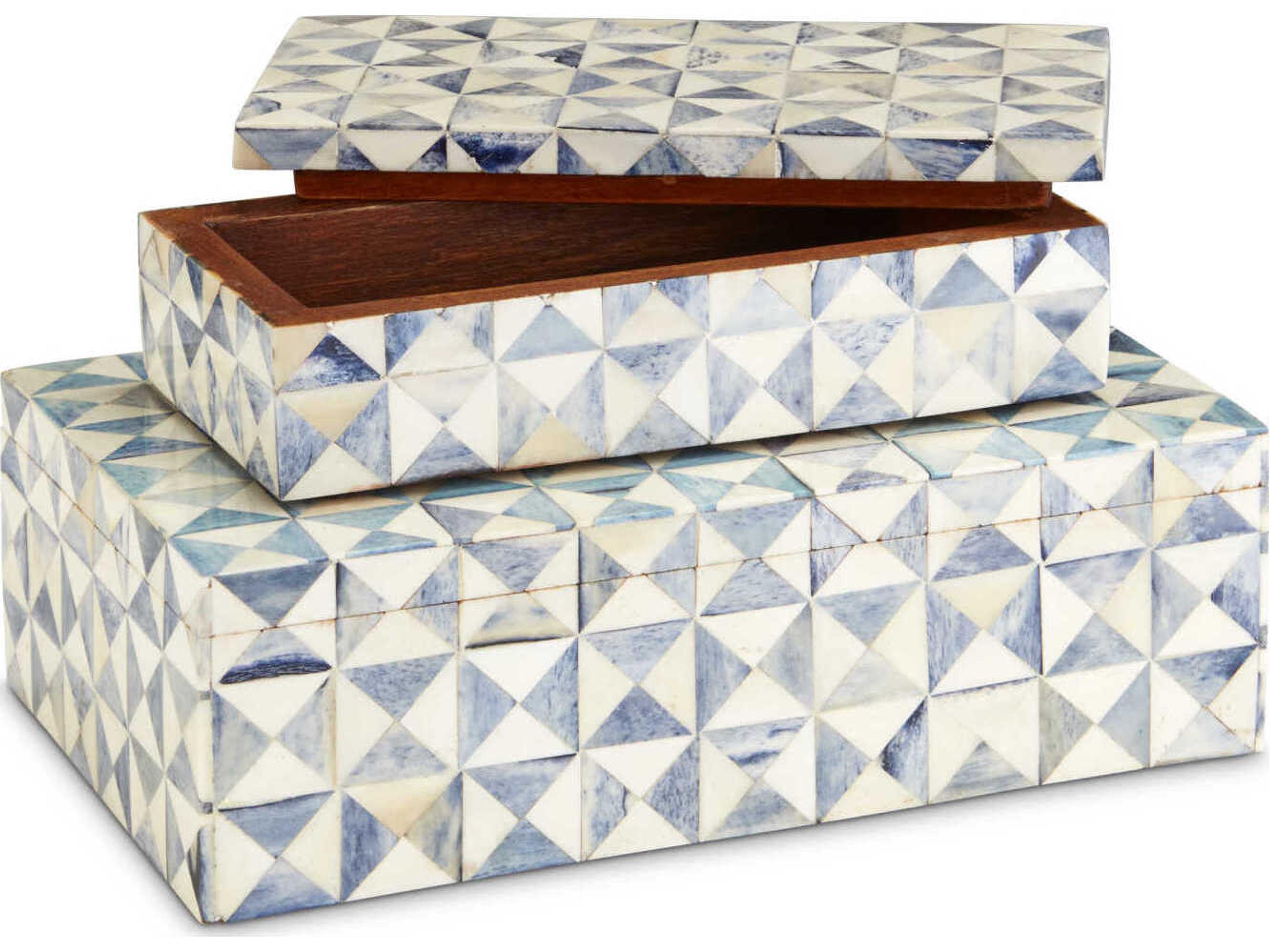 Currey & Company Sky Blue / White Box Set of 2