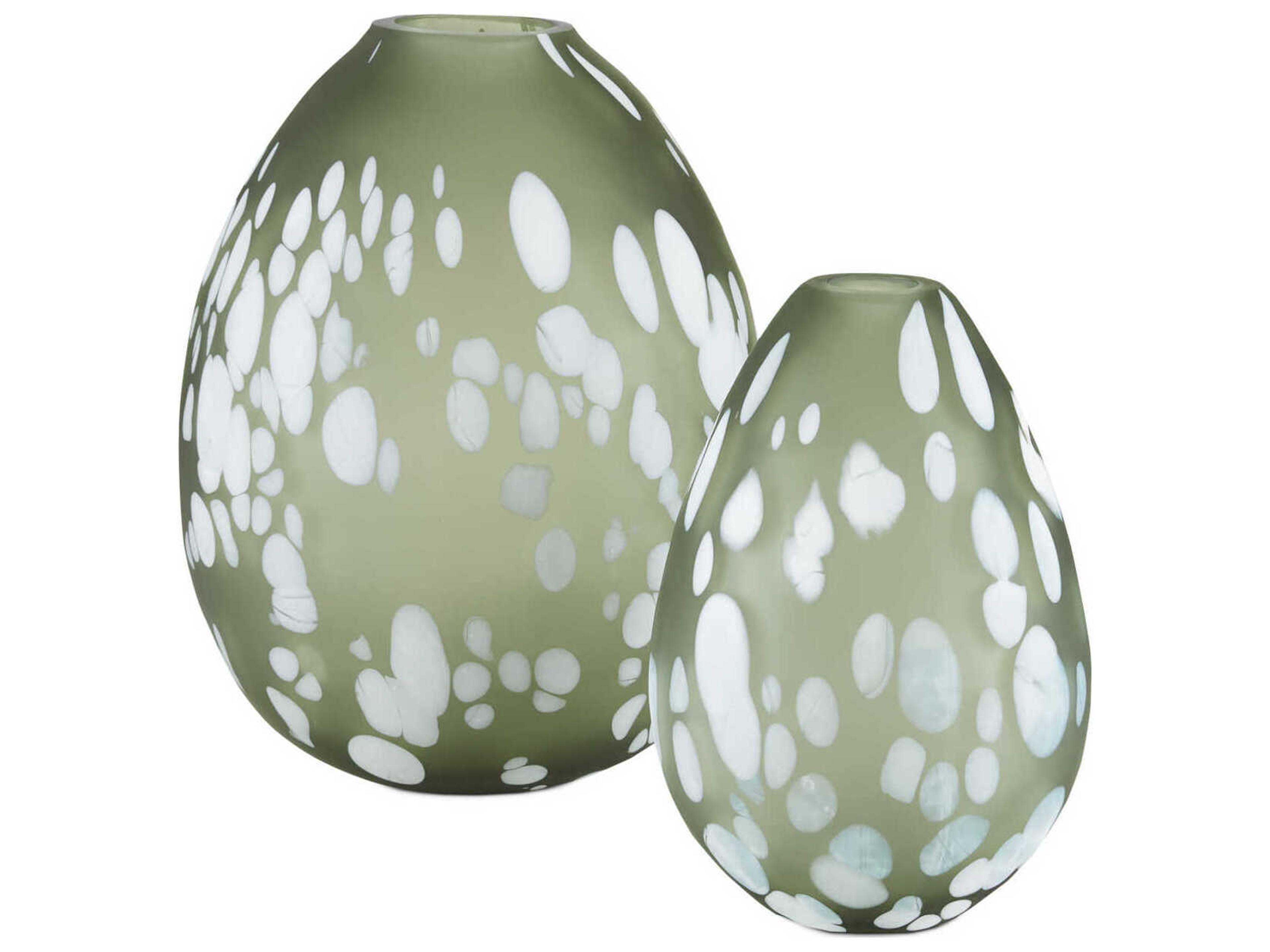 Currey & Company Hana Green / White Vase Set of 2