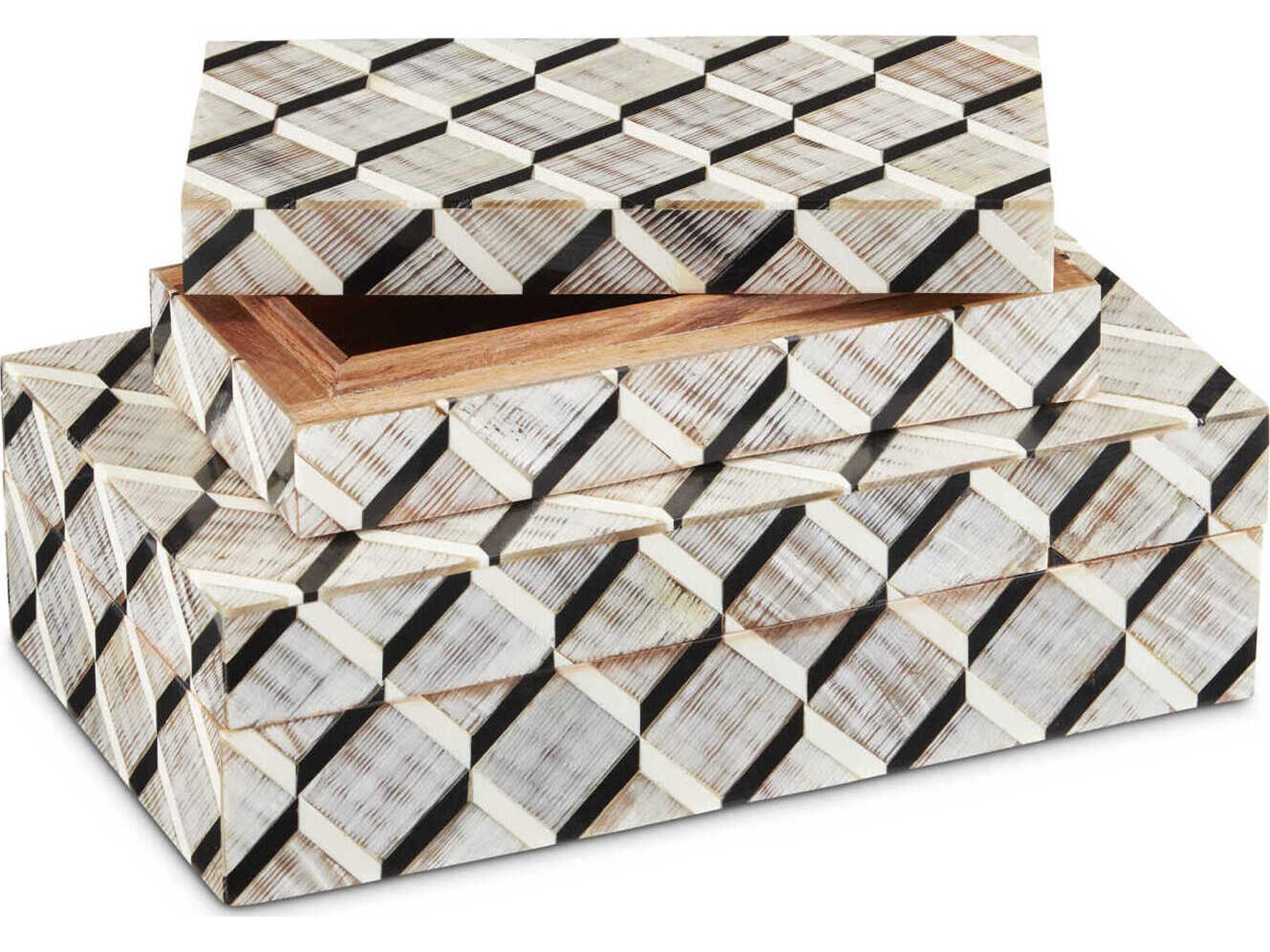 Currey & Company Derian Black / White / Natural Box Set of 2