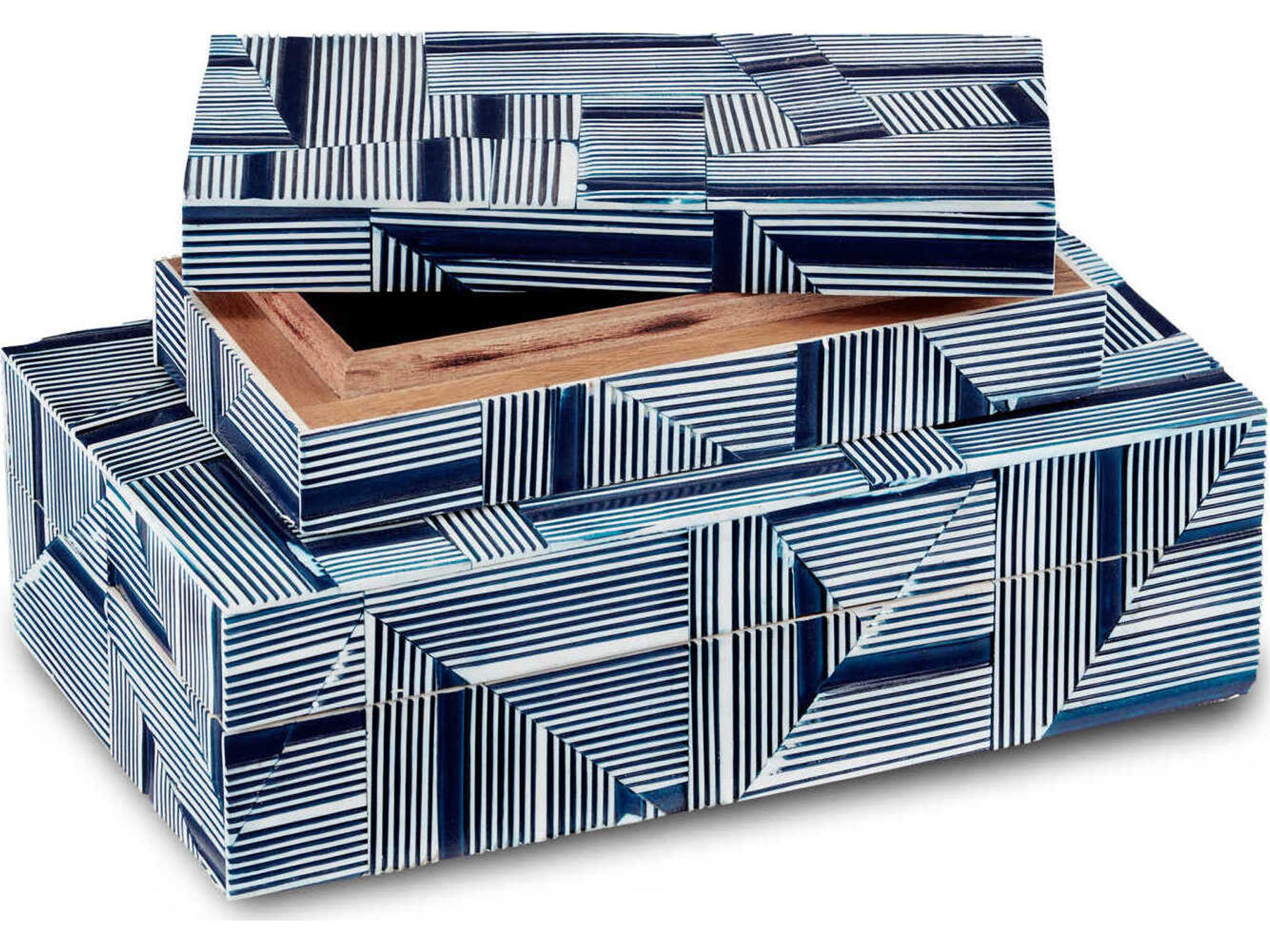 Currey & Company Cade Blue / White Box Set of 2
