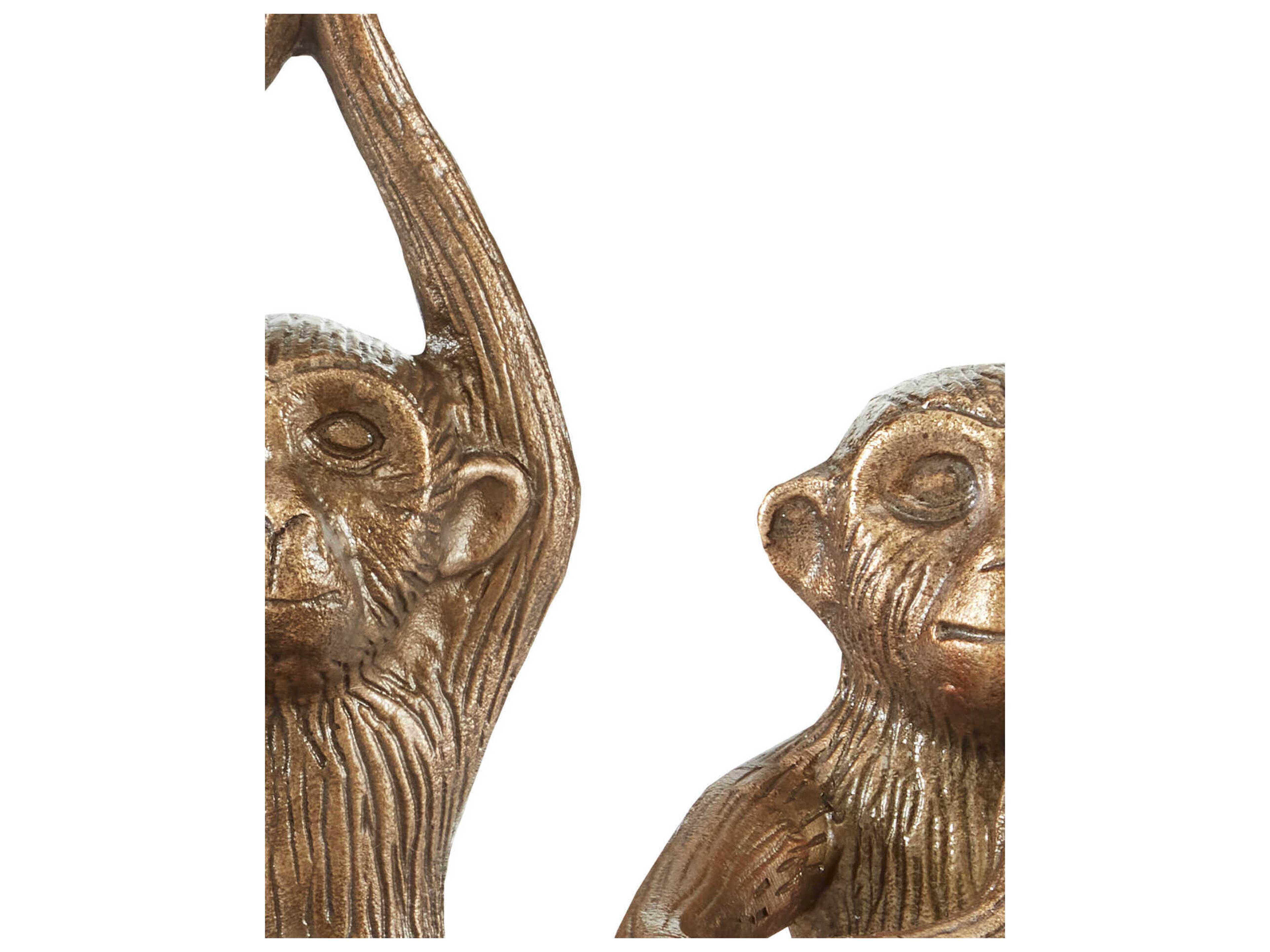 Currey & Company Antique Brass Zen Monkey Sculpture Set of 3