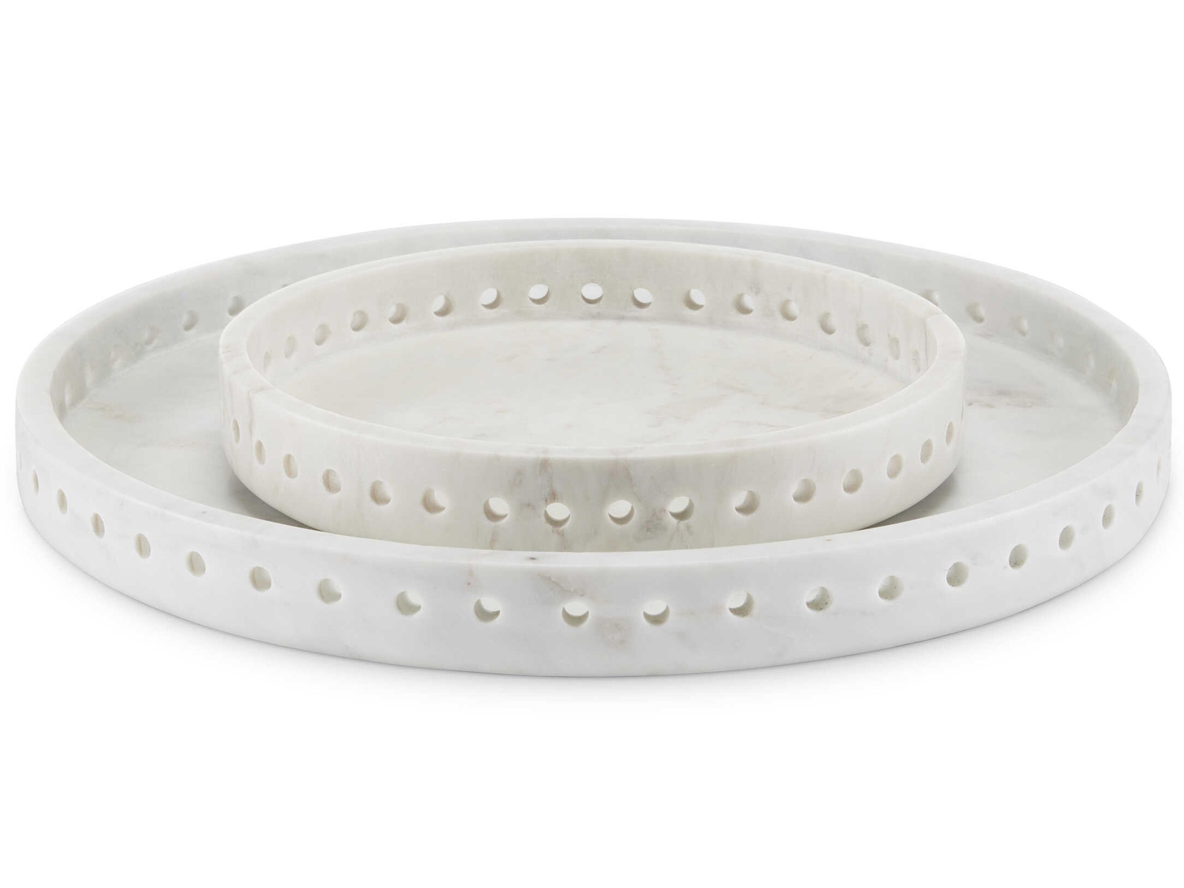 Currey & Company Freya White Serving 16" Tray